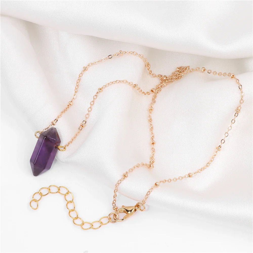 Crystal Hexagon Gold Necklaces