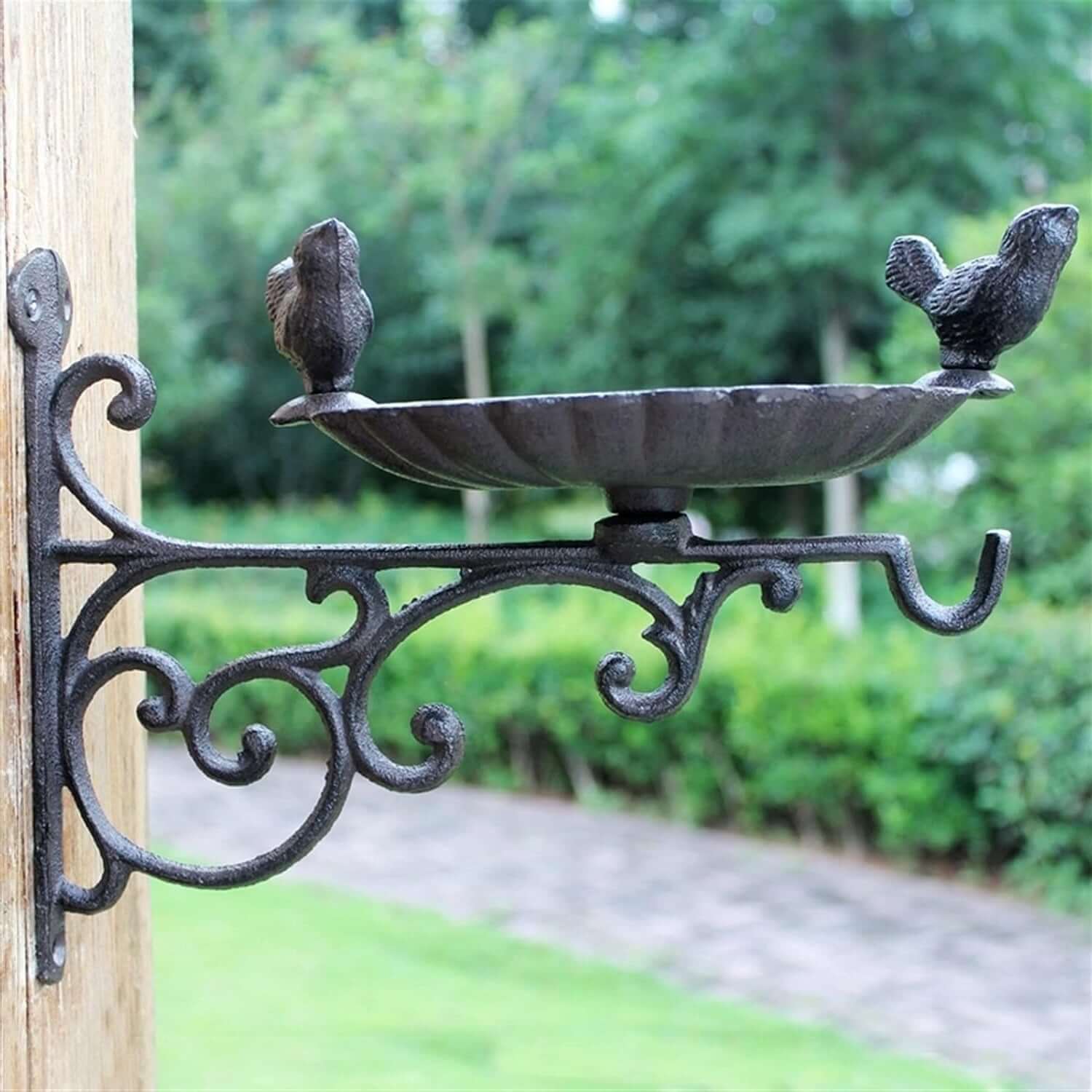 Antique-Style Wall-Mounted Bird Feeder with Birds