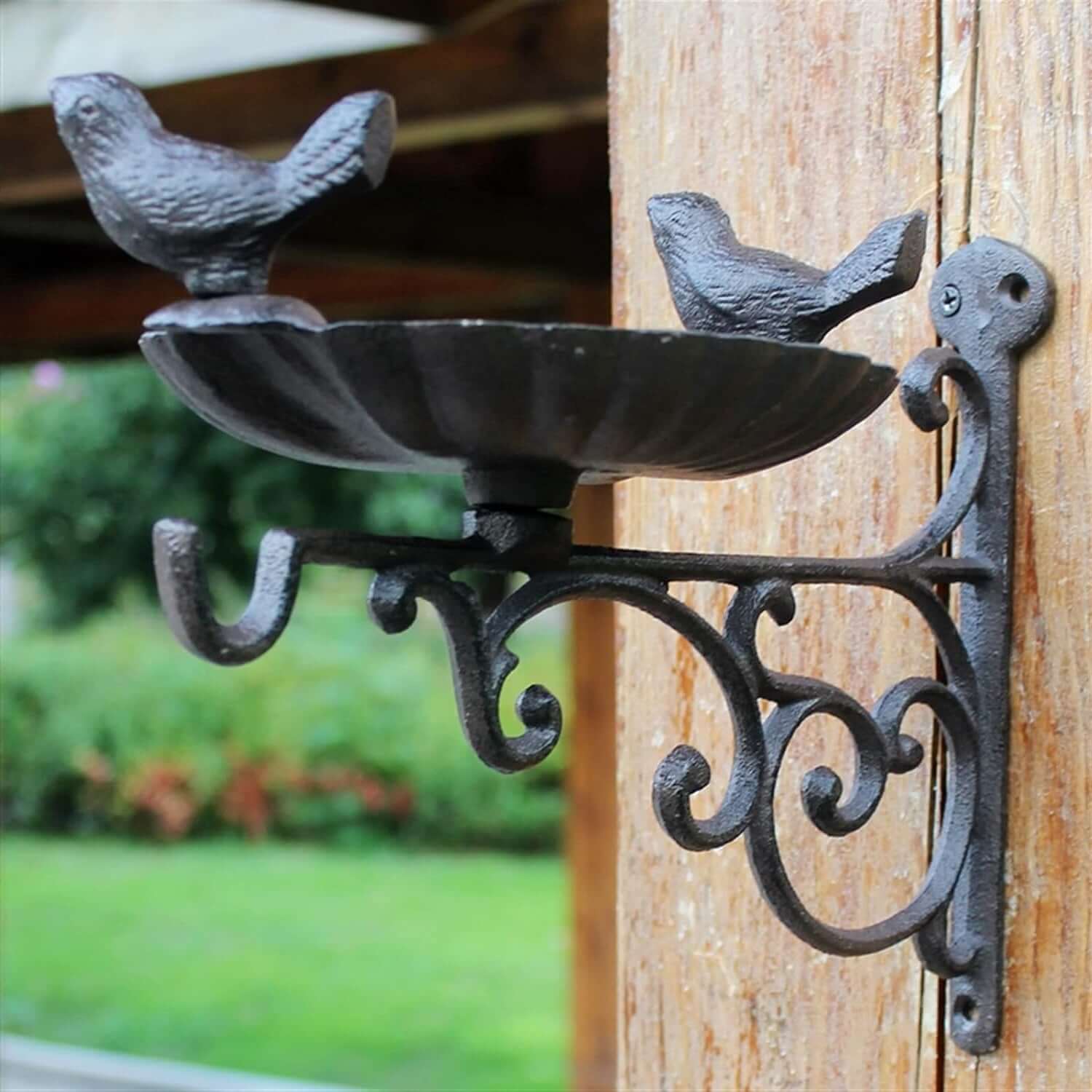 Antique-Style Wall-Mounted Bird Feeder with Birds