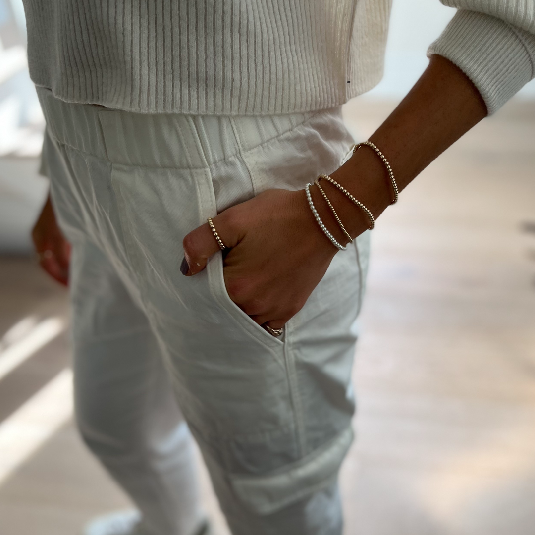 3MM White Pearl Bracelet