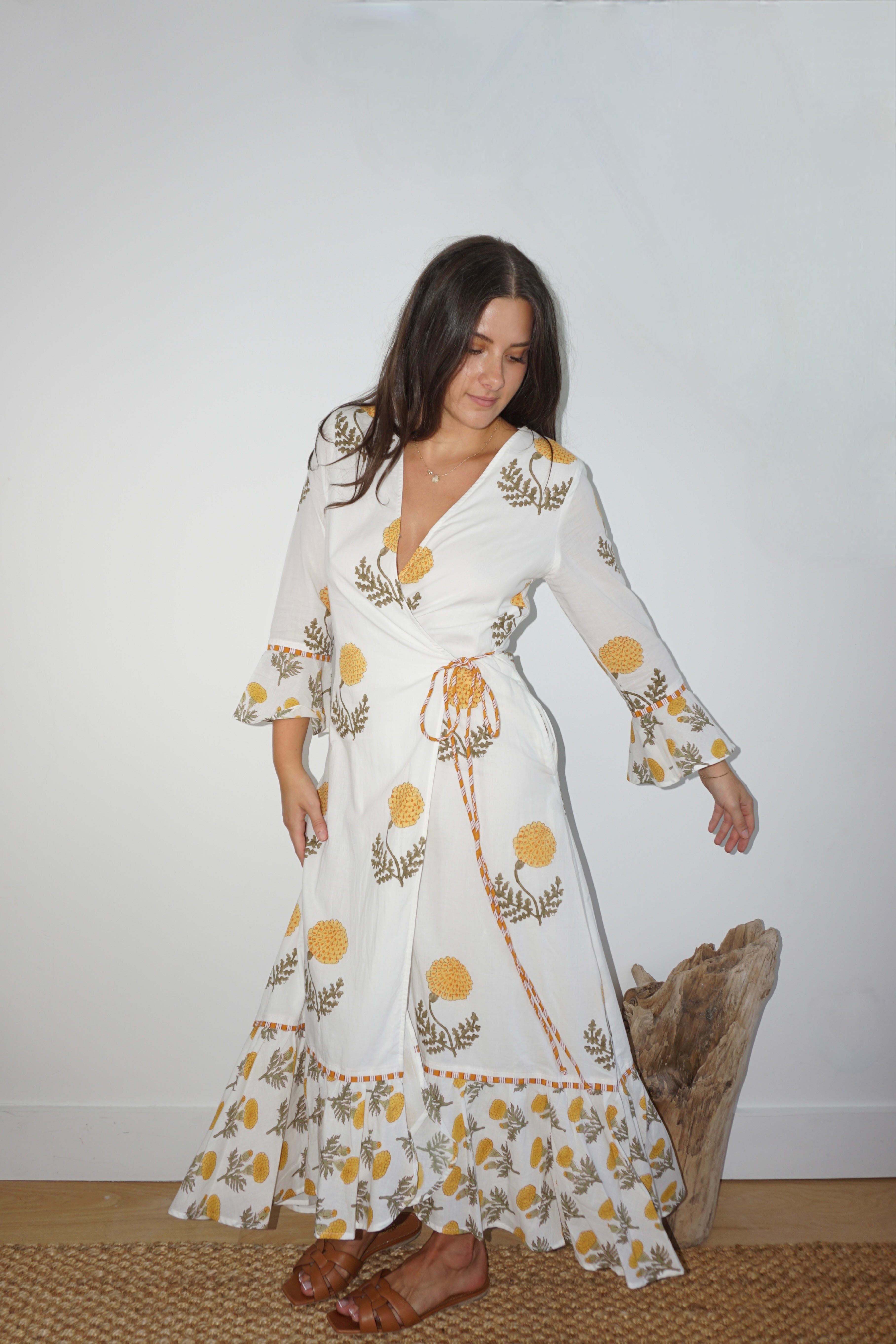 Rhode Wrap Dress in Marigold