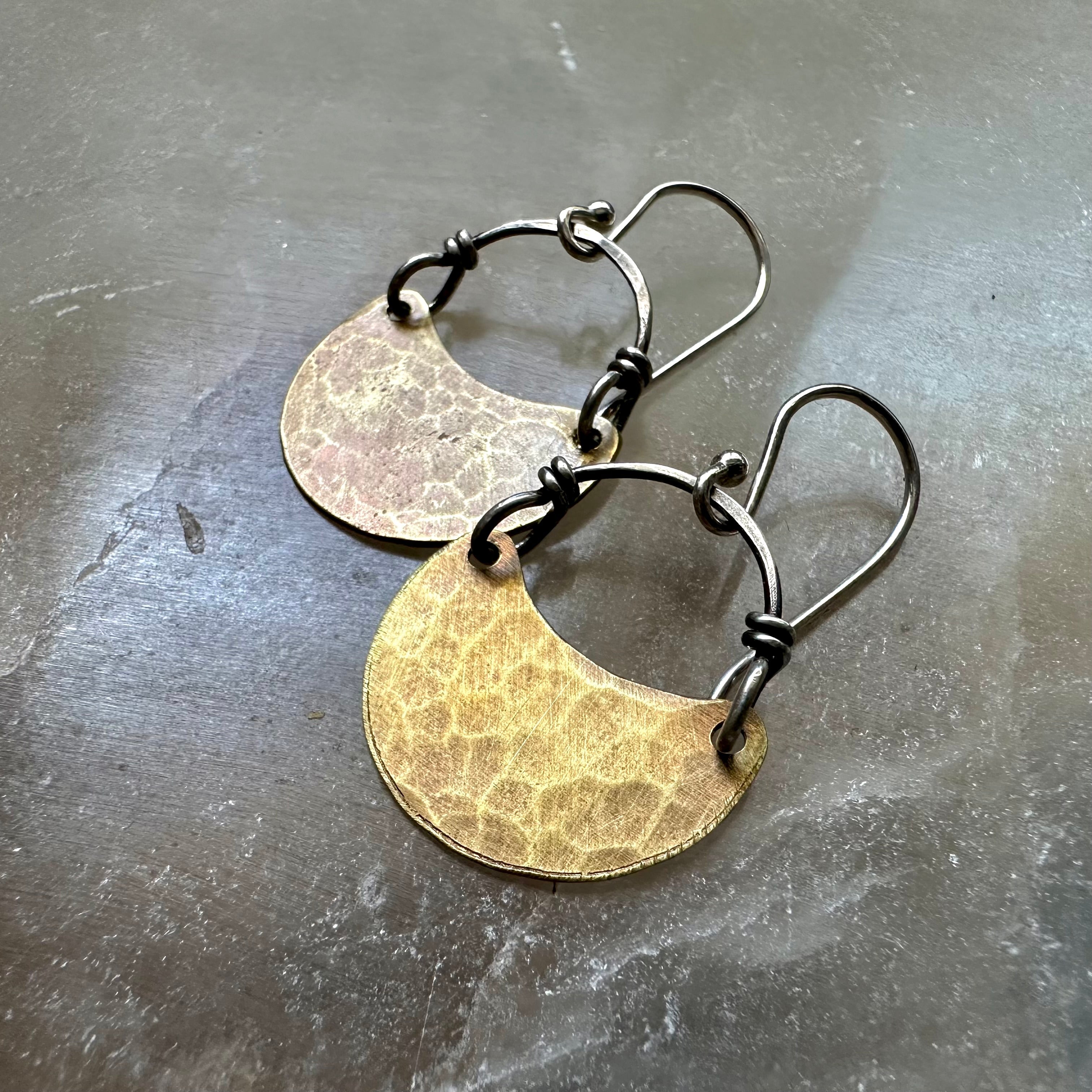 Brass Crescent Earrings