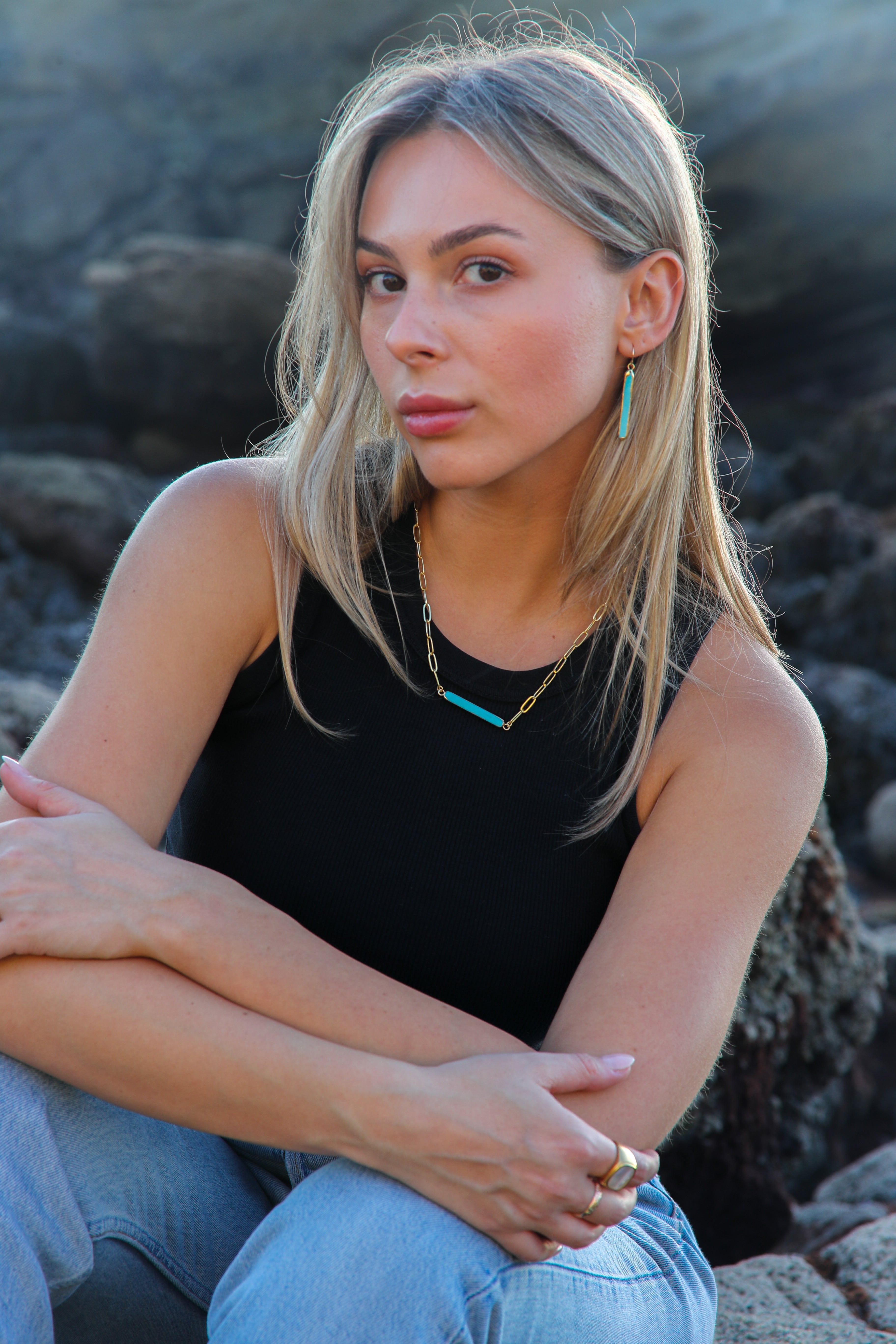 Simple Turquoise Bar Earrings by Toasted Jewelry