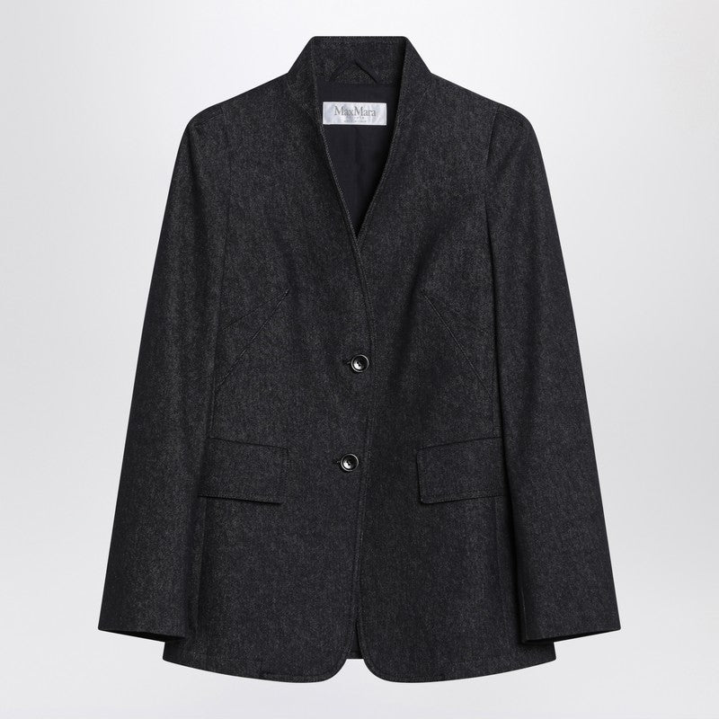 Max Mara Midnight Blue Jacket In Cotton Denim Effect Women