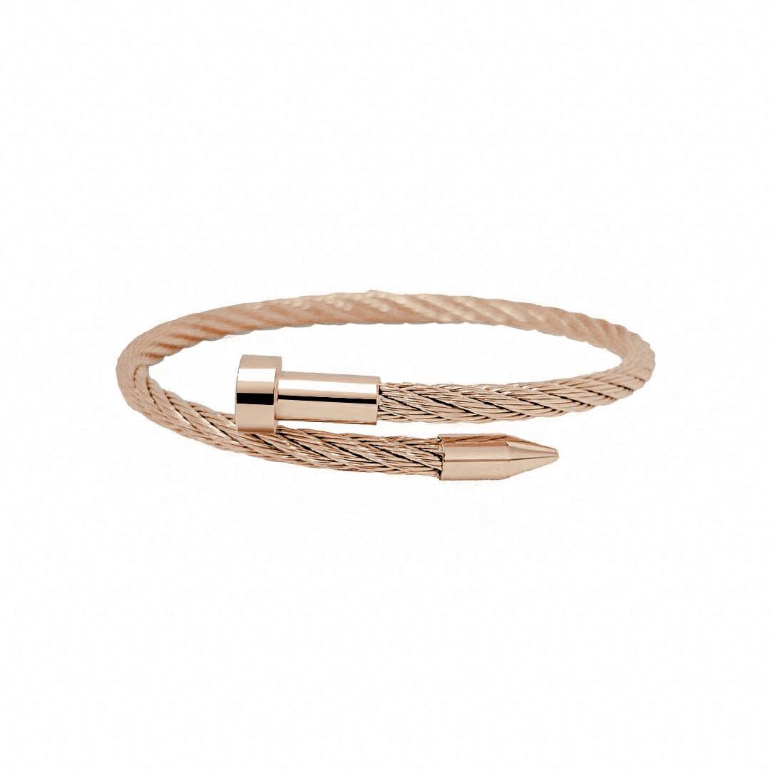 BG004RG B.Tiff Rose Gold Pointe Cable Bangle Bracelet by B.Tiff New York