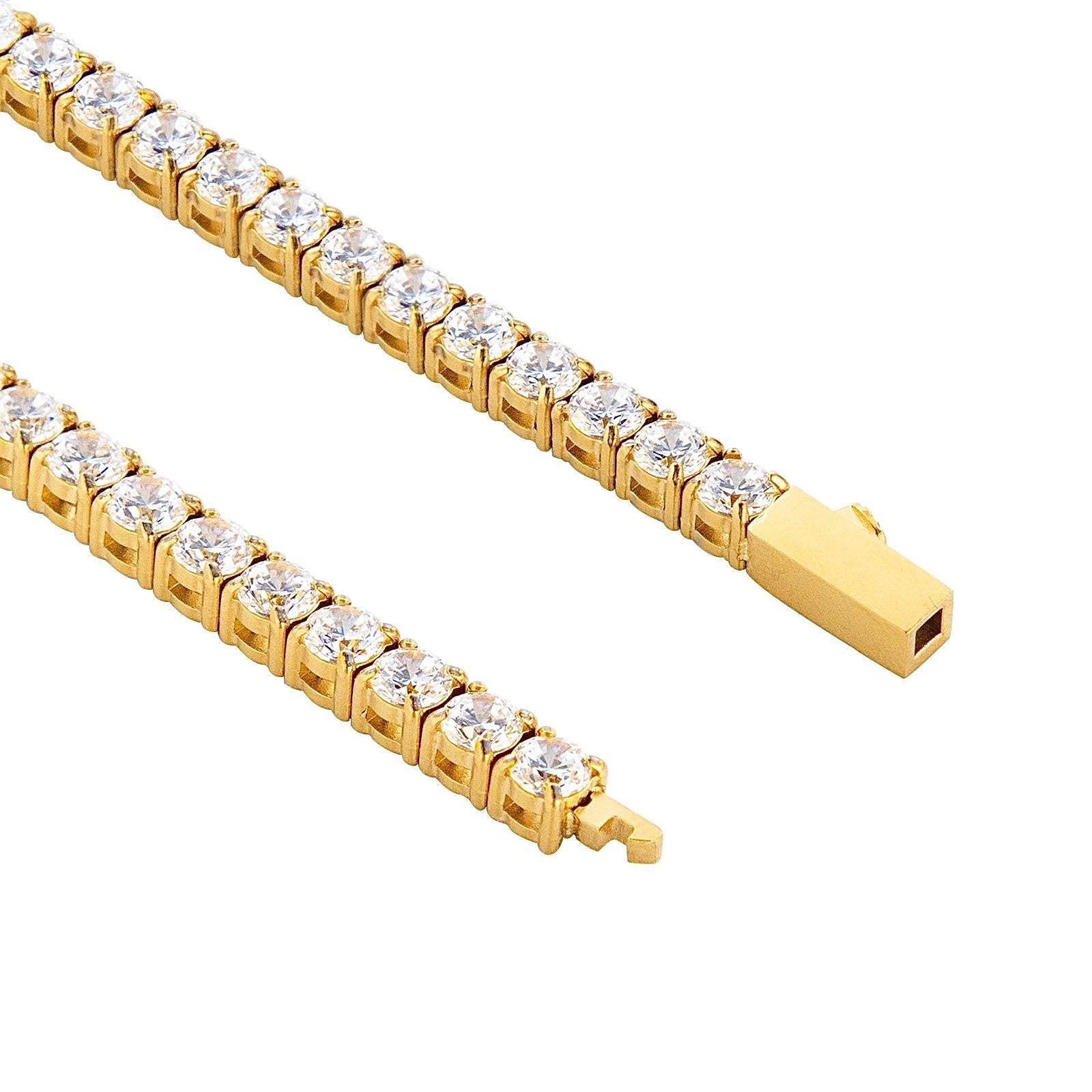 BG400G B.Tiff 4mm Gold Tennis Bracelet - Thin