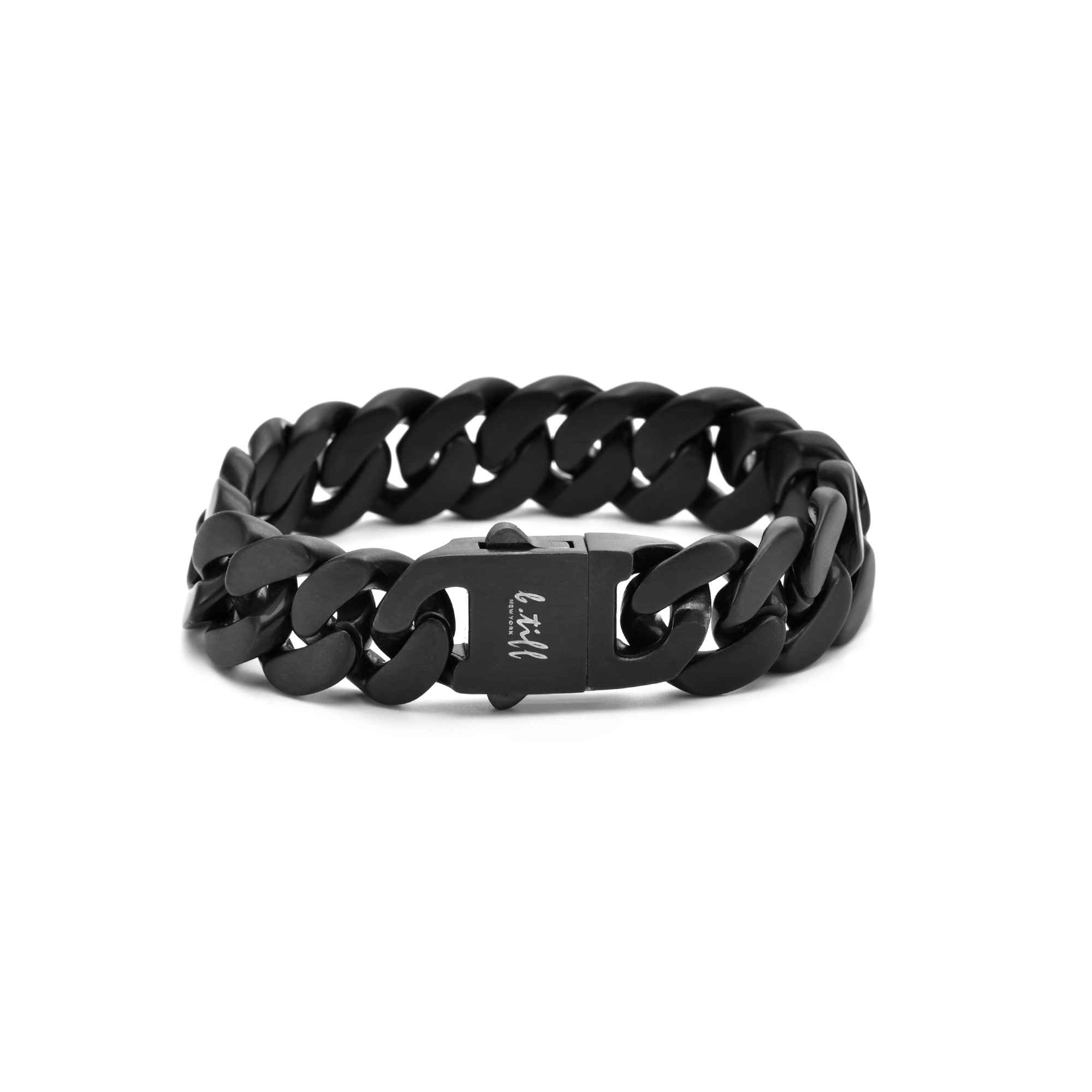 BG160B B.Tiff 16mm Black Flat Cuban Link Bracelet