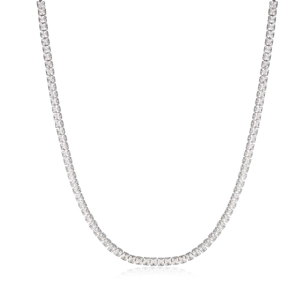 Silver CZ Princess Tennis Choker - Adina's Jewels