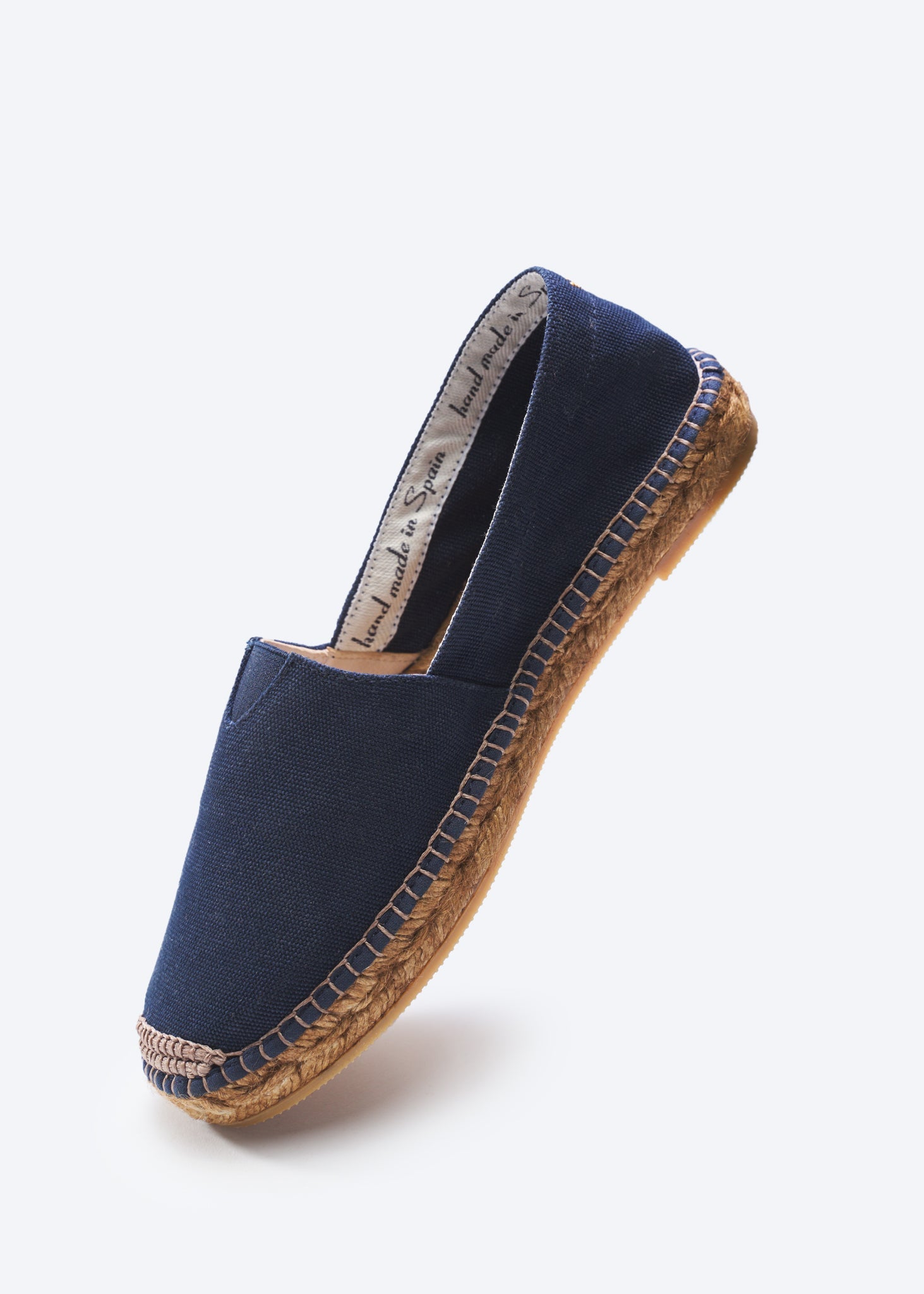 Barceloneta Navy Blue Canvas Slip On Women Espadrille Flats Handmade in Spain