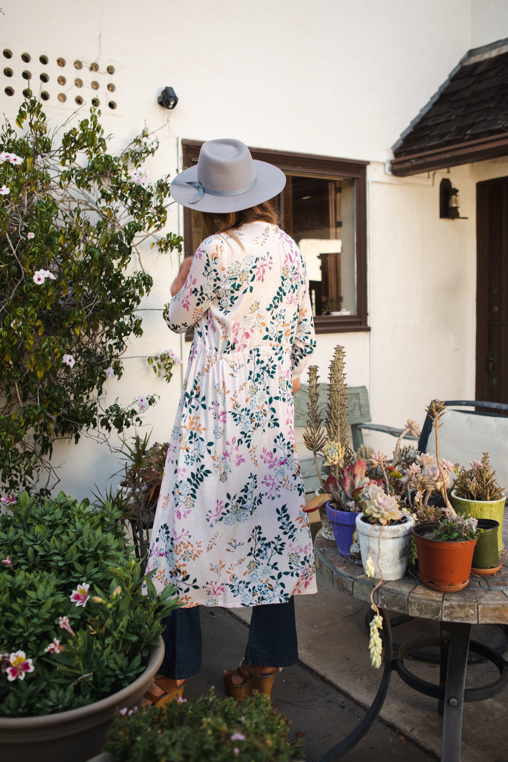 Blush Garden Faux Fur Duster