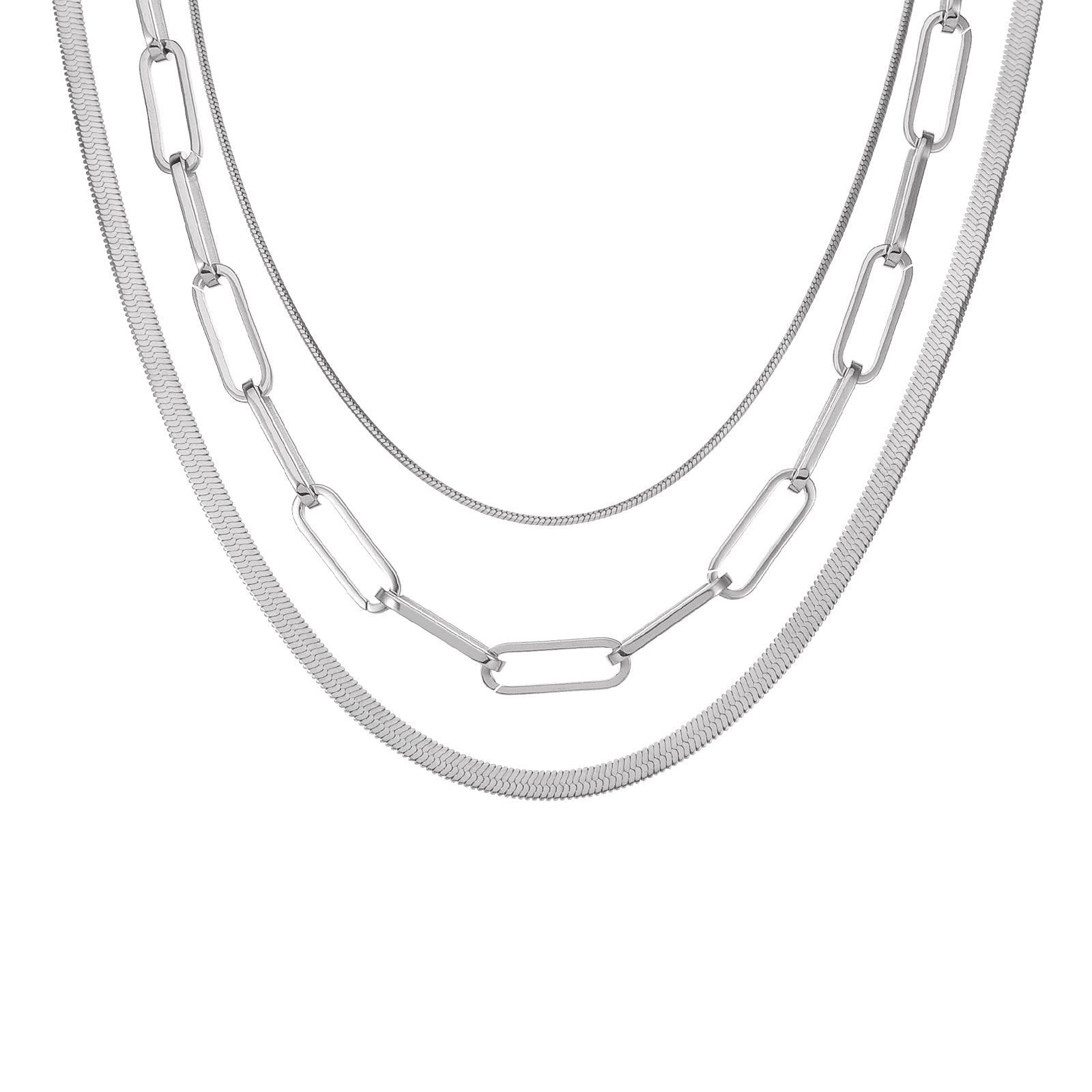 C001W B.Tiff Octagonal Herringbone Chain Necklace