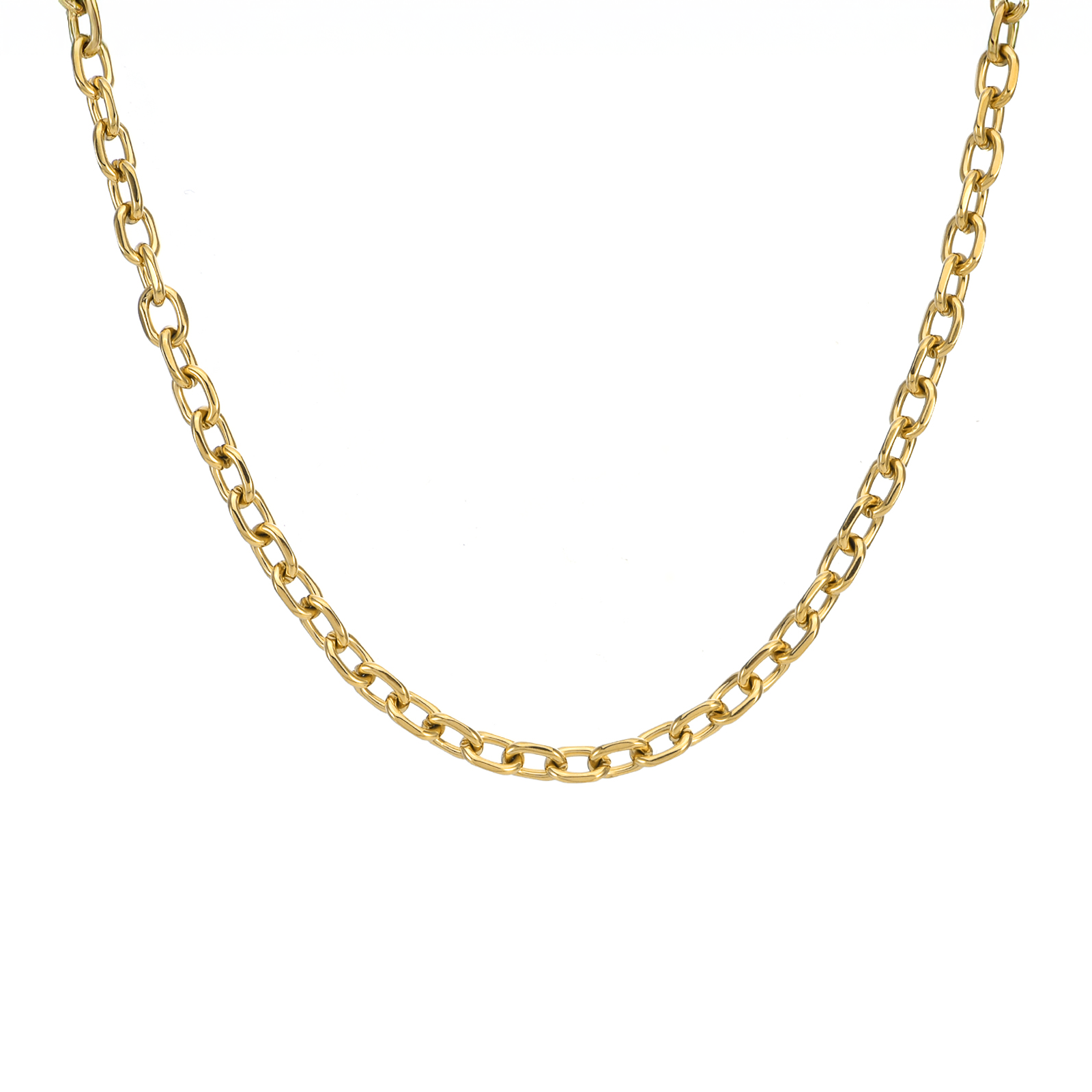C007G B.Tiff 5mm Gold Cable Link Chain Necklace