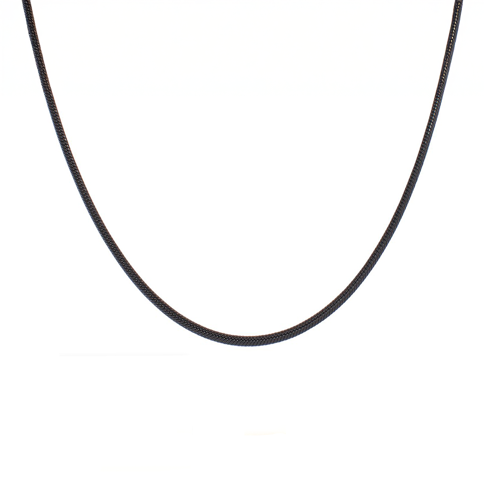 C062B B.Tiff Press Lock Thick Black Steel Coil Chain Necklace