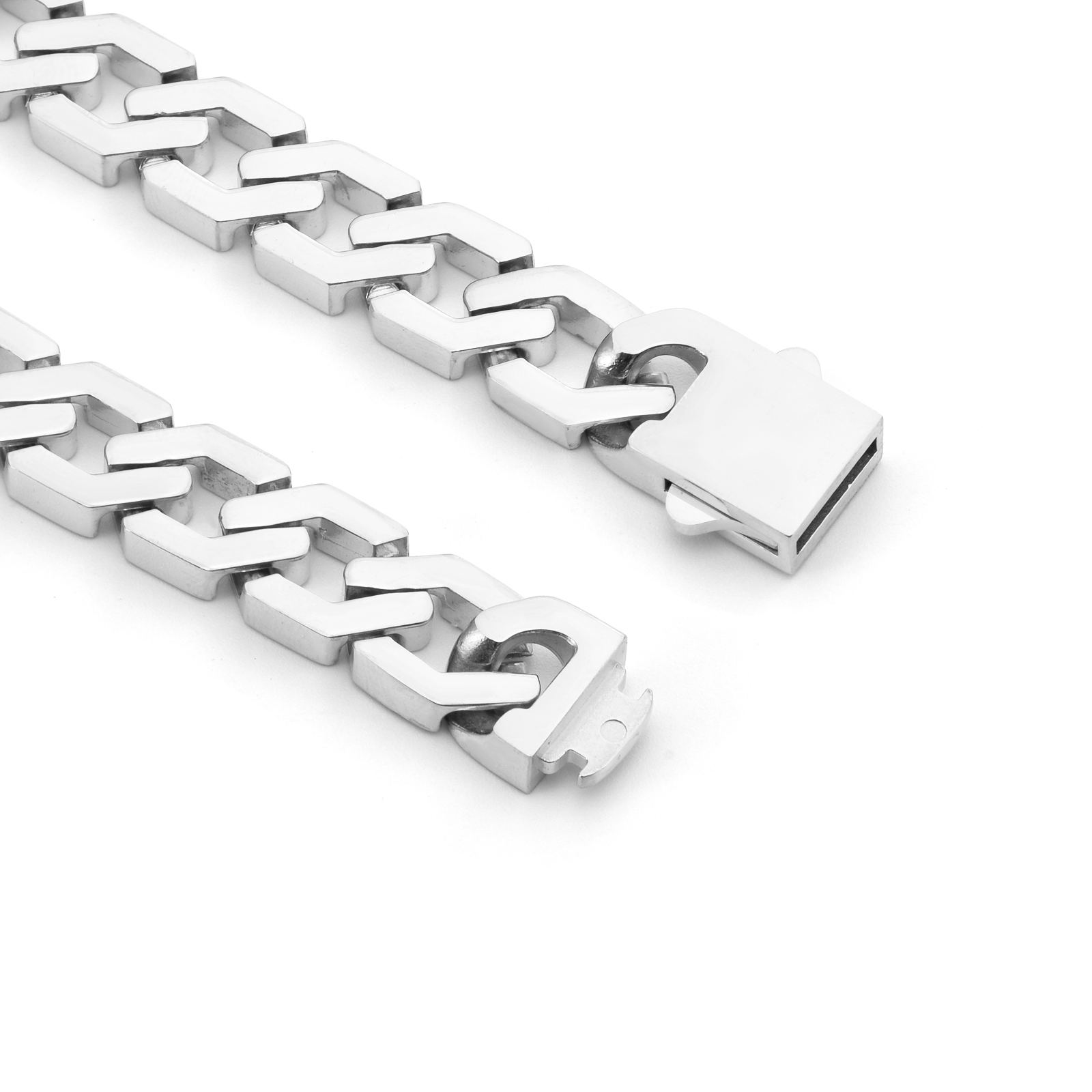 C100W B.Tiff High Polish Flat Angular Cuban Link Necklace