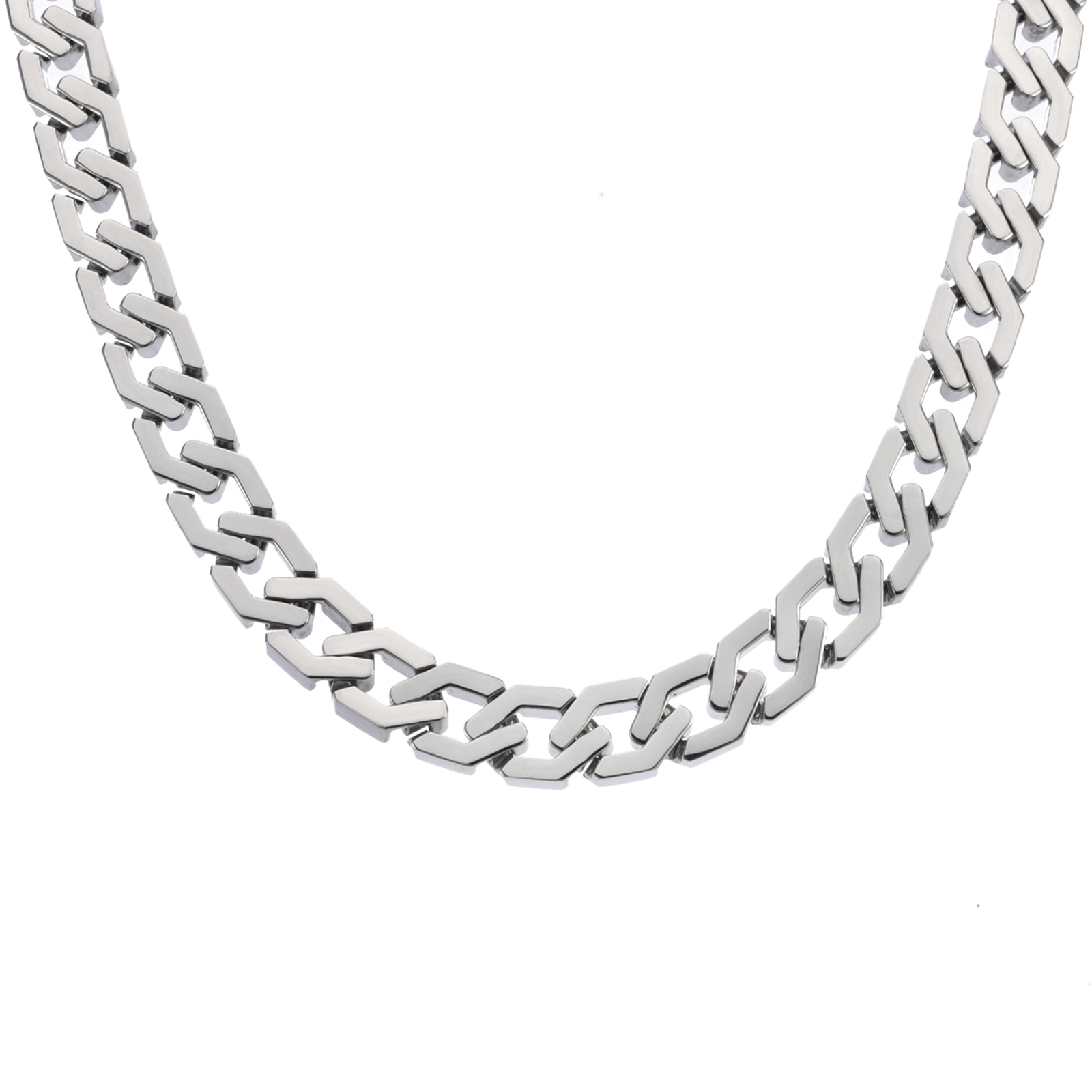C100W B.Tiff High Polish Flat Angular Cuban Link Necklace