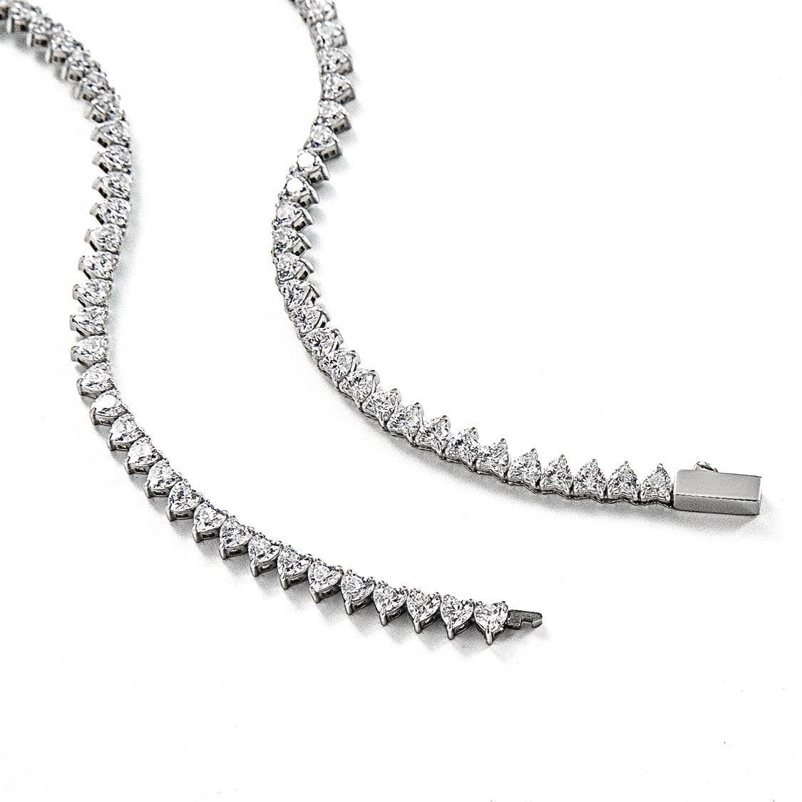 C102W B.Tiff 4mm Heart Tennis Necklace