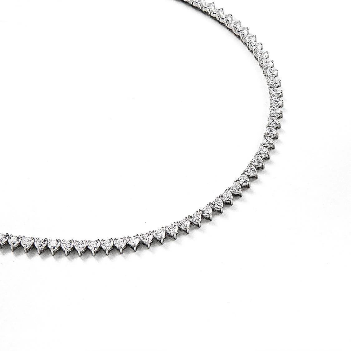 C102W B.Tiff 4mm Heart Tennis Necklace