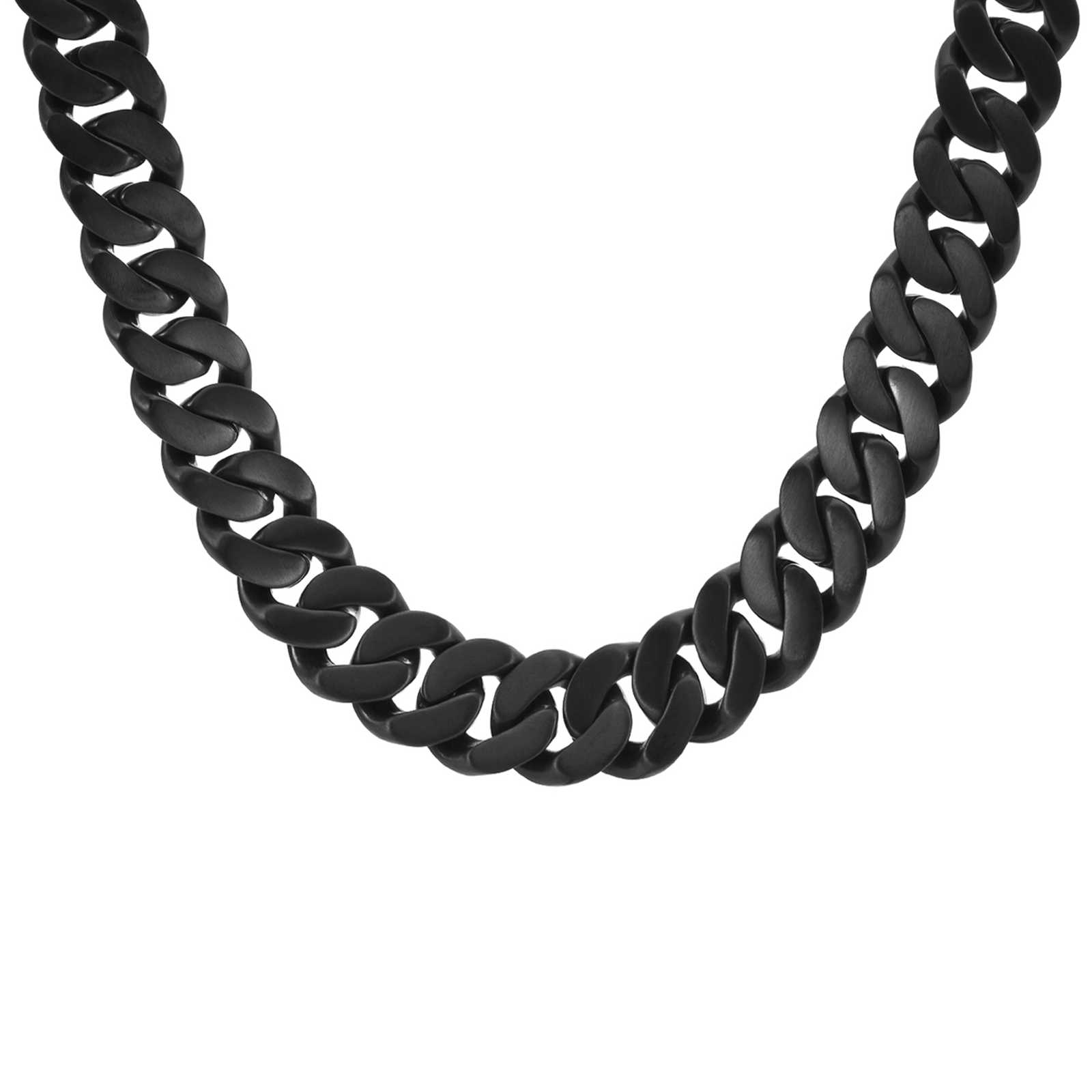 C160B B.Tiff 16mm Black Flat Cuban Link Necklace