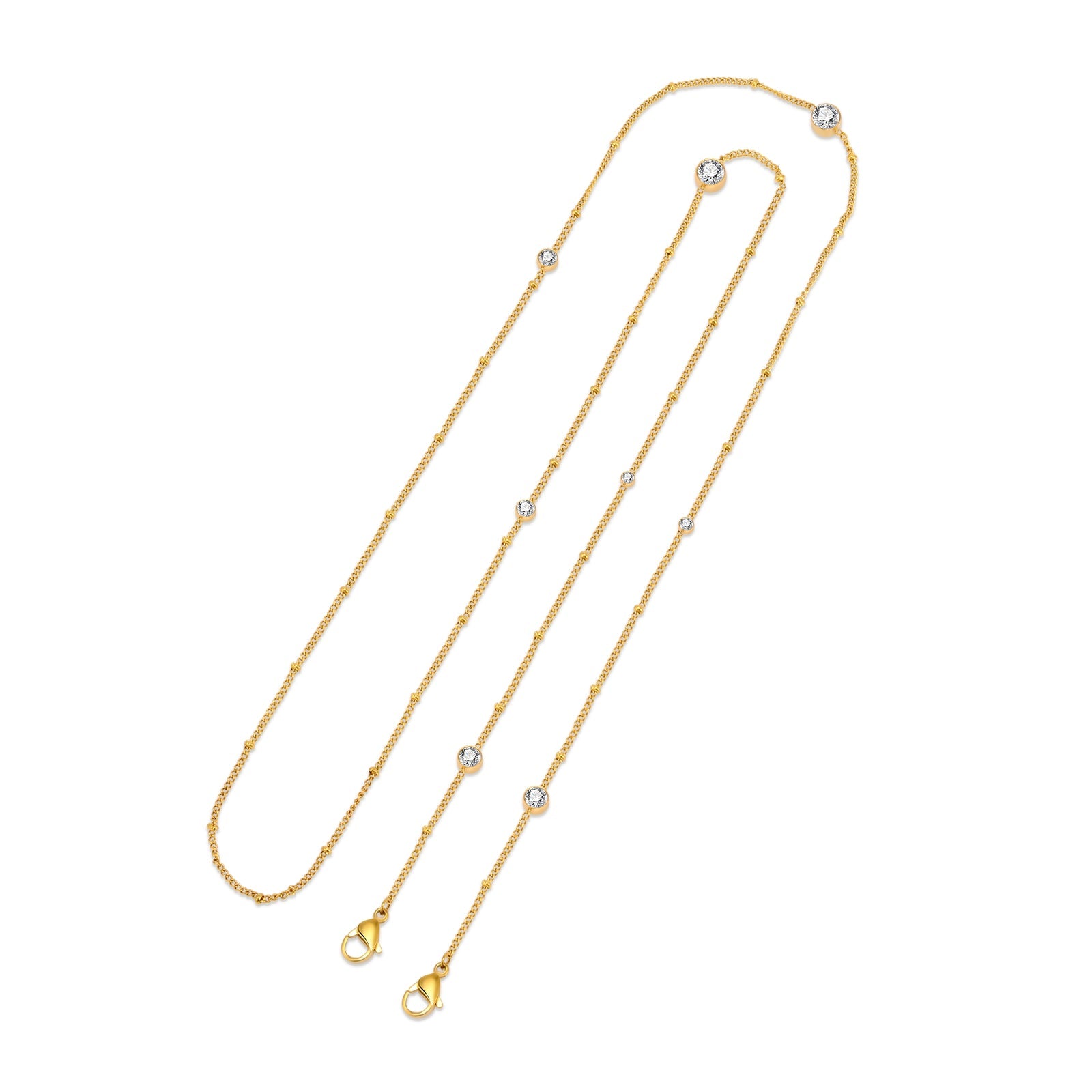 PT456G B.Tiff 8-Stone Gold Pavé Station Necklace