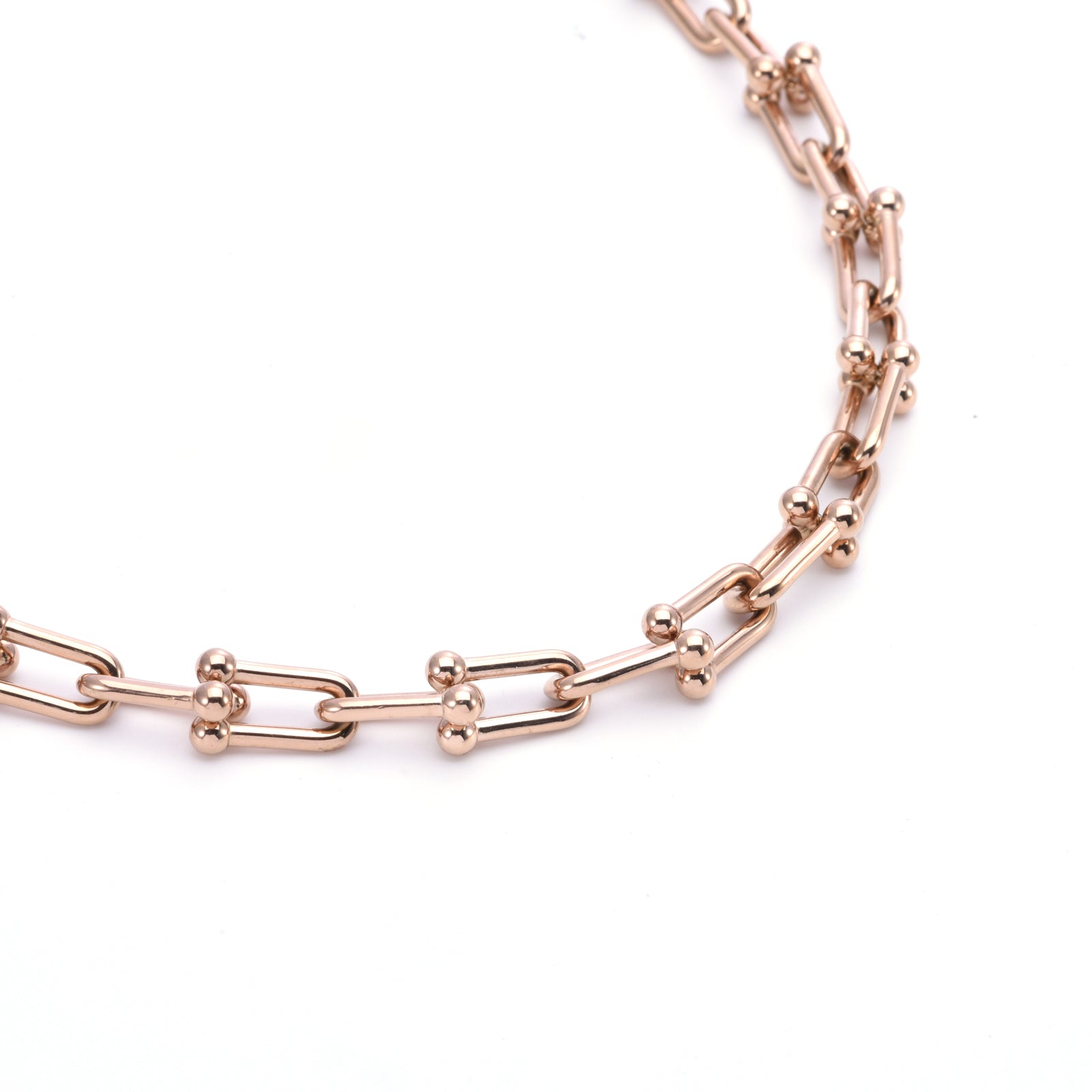 C525RG B.Tiff Rose Gold Horseshoe Link Chain Necklace