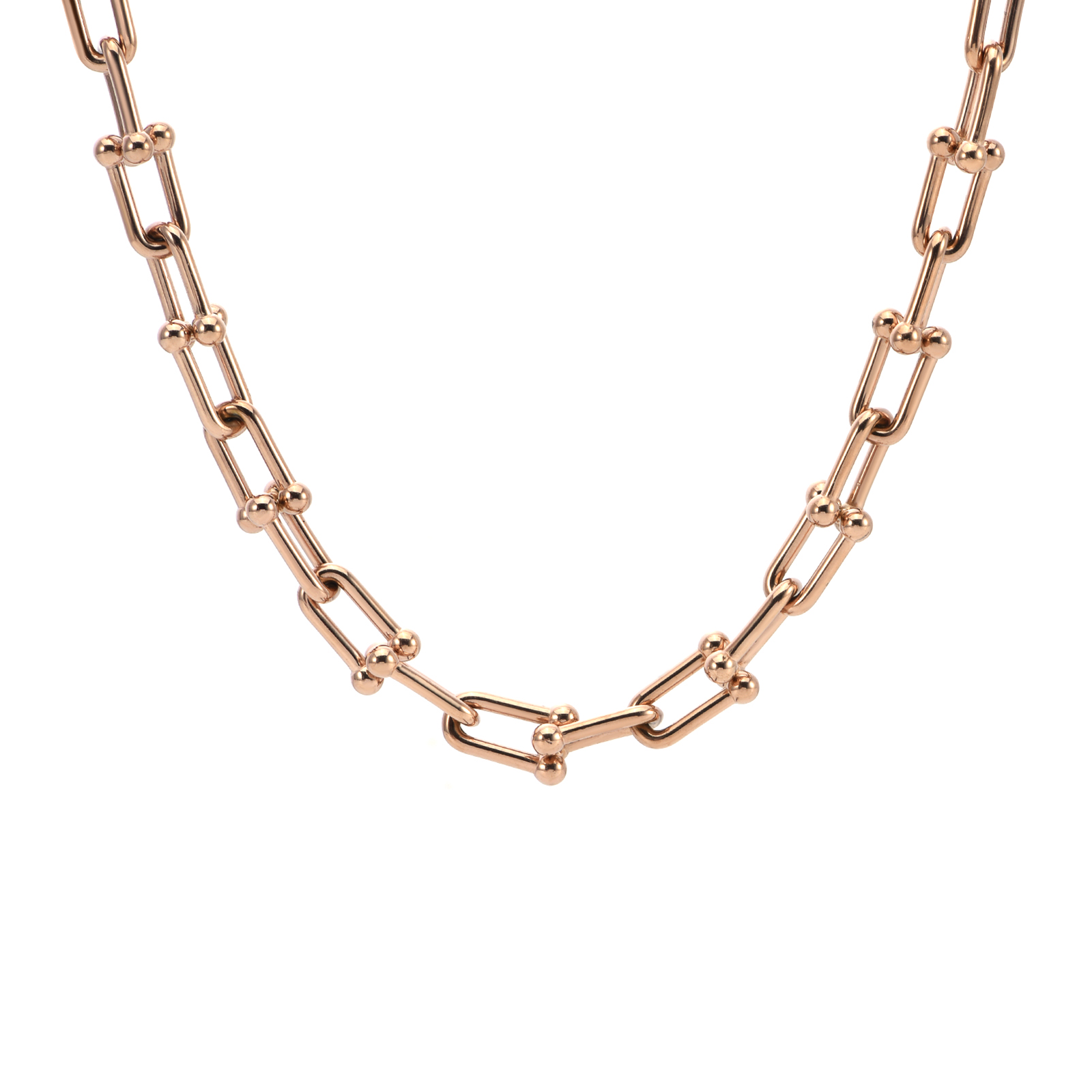 C525RG B.Tiff Rose Gold Horseshoe Link Chain Necklace