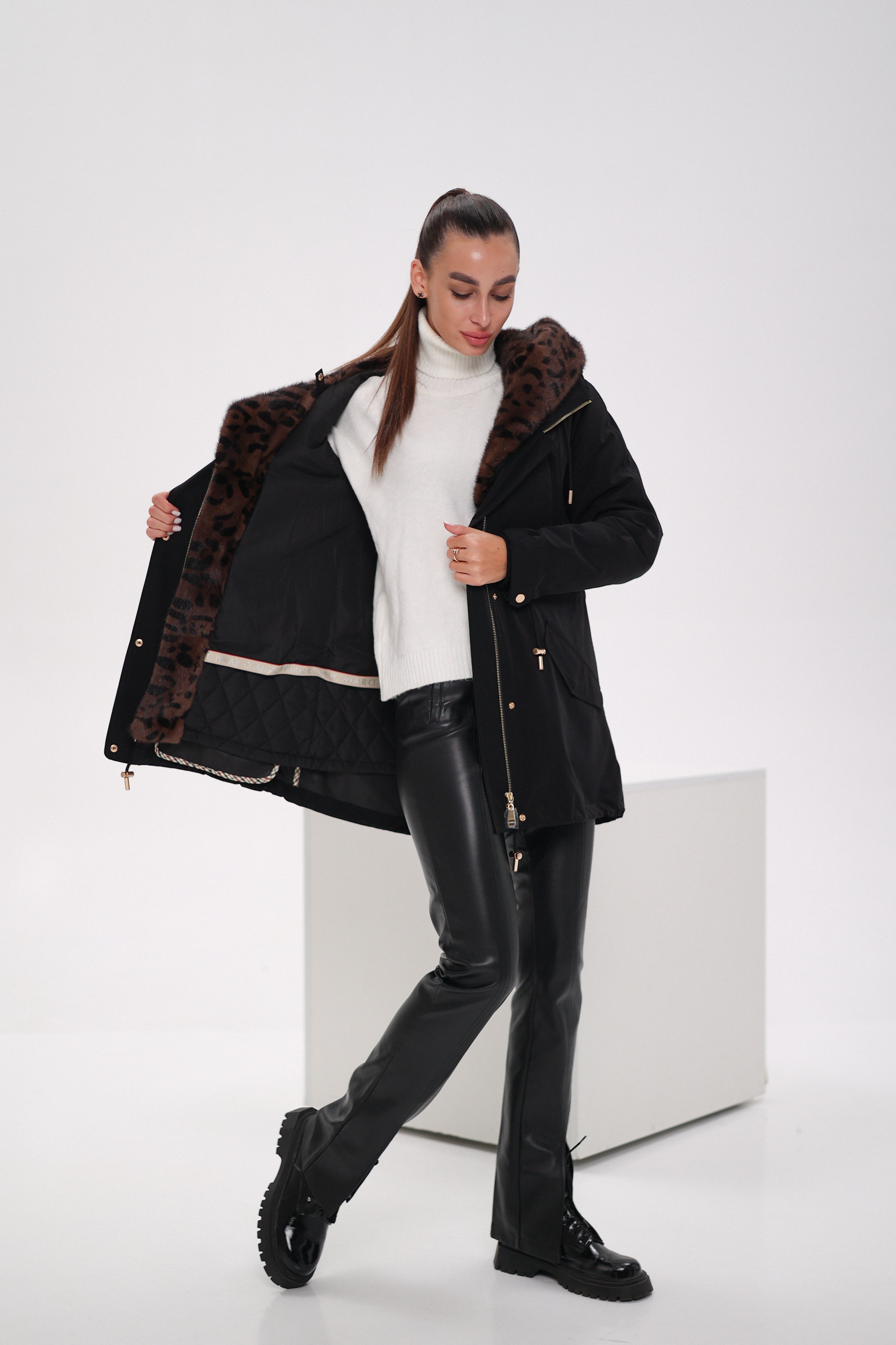 Genuine Scandinavian Mink Fur Parka with Rabbit Fur Insulation