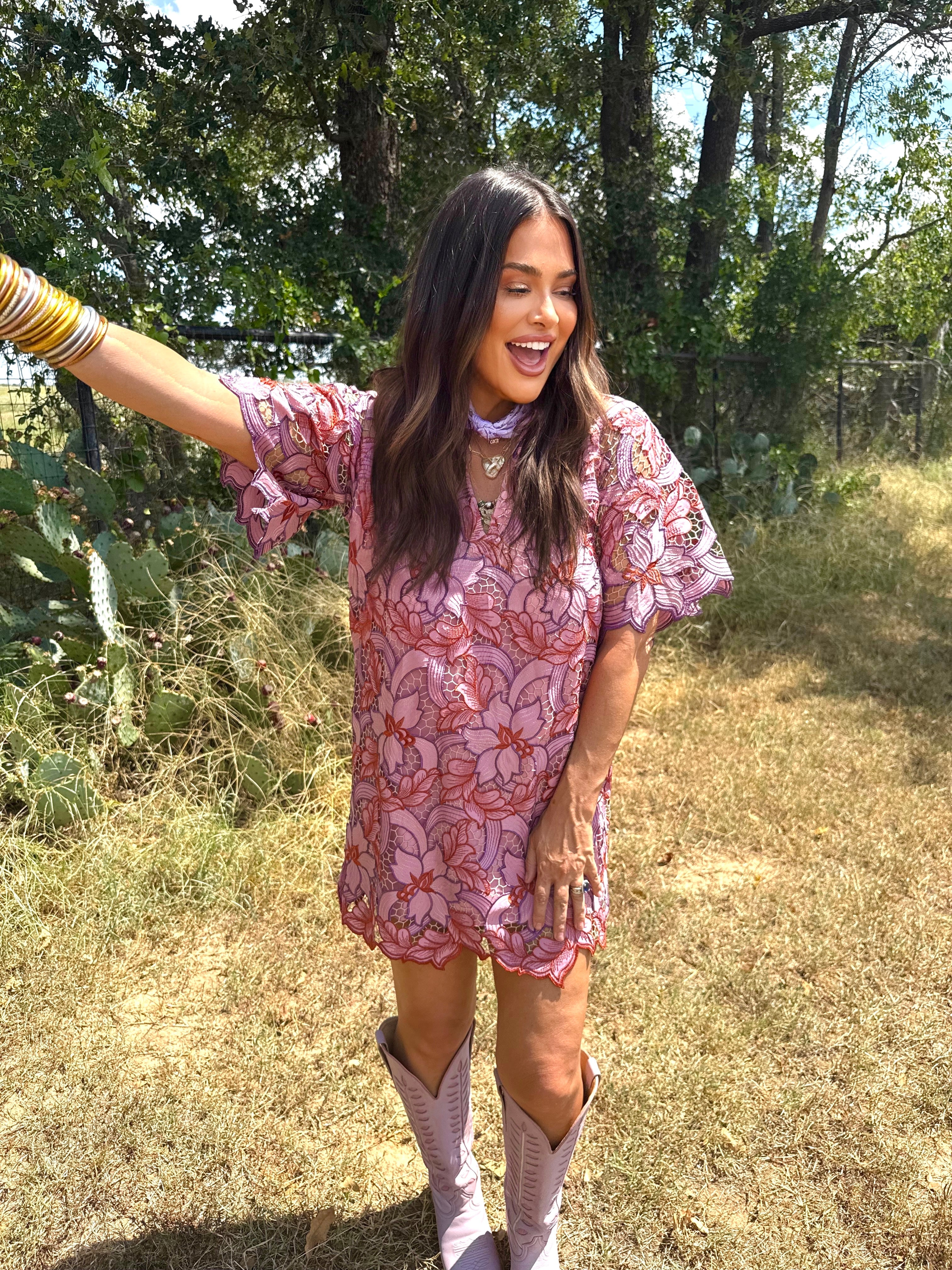 Lulu Short Sleeve Mini Caftan- Autumn