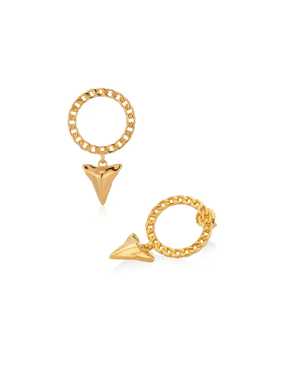 CHAIN HOOP SHARKTOOTH EARRINGS