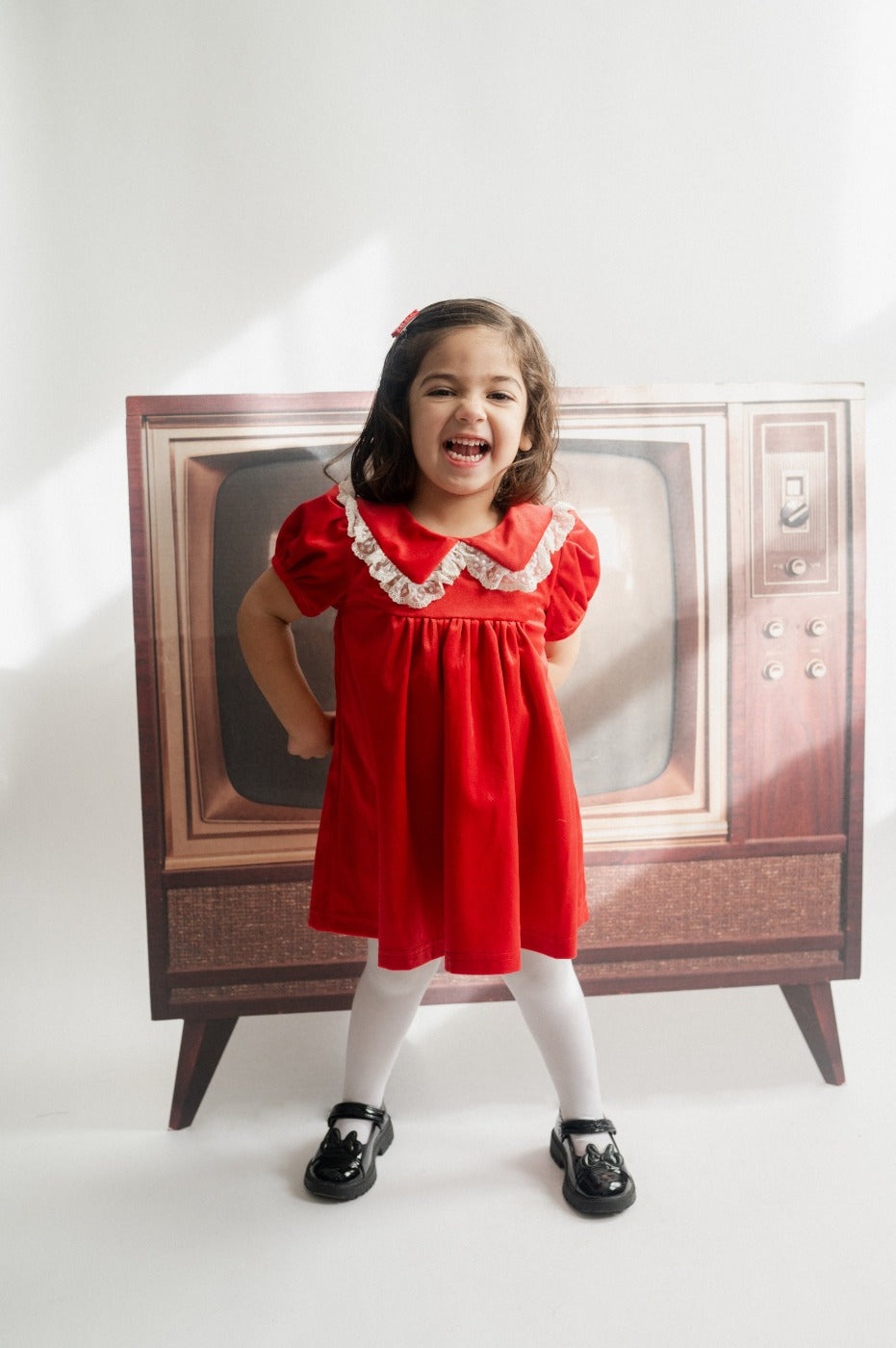 Red Christmas Dress in Velvet for Girls