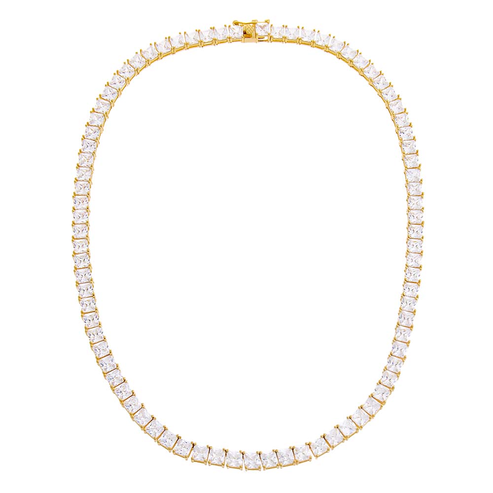 CZ Princess Cut Tennis Necklace - Adina's Jewels