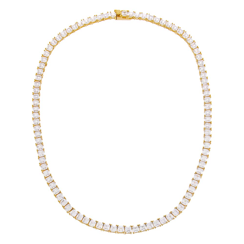 CZ Princess Cut Tennis Necklace - Adina's Jewels