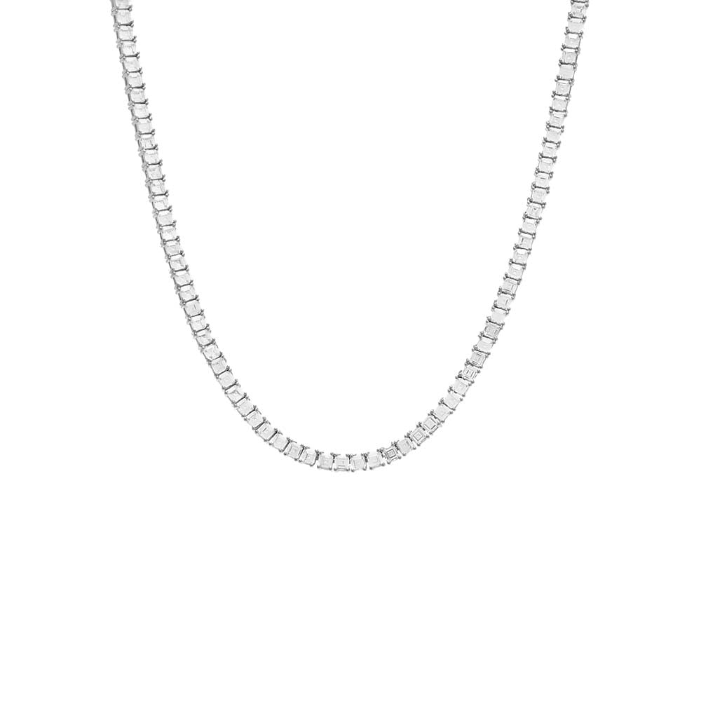 Silver / 16IN / 3MM CZ Princess Cut Tennis Necklace - Adina's Jewels