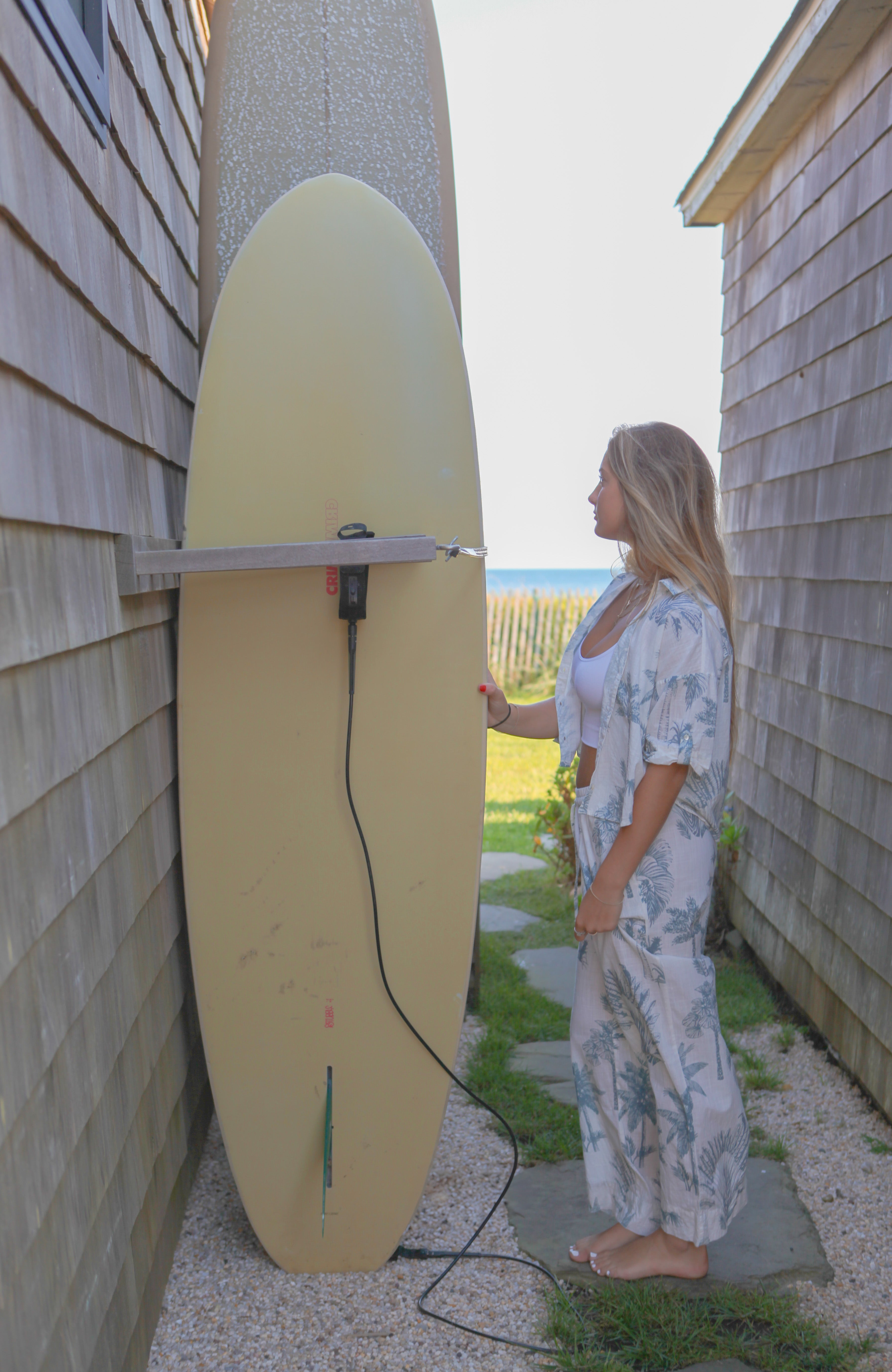 Cali Cropped Shirt in Faded Teal Palms