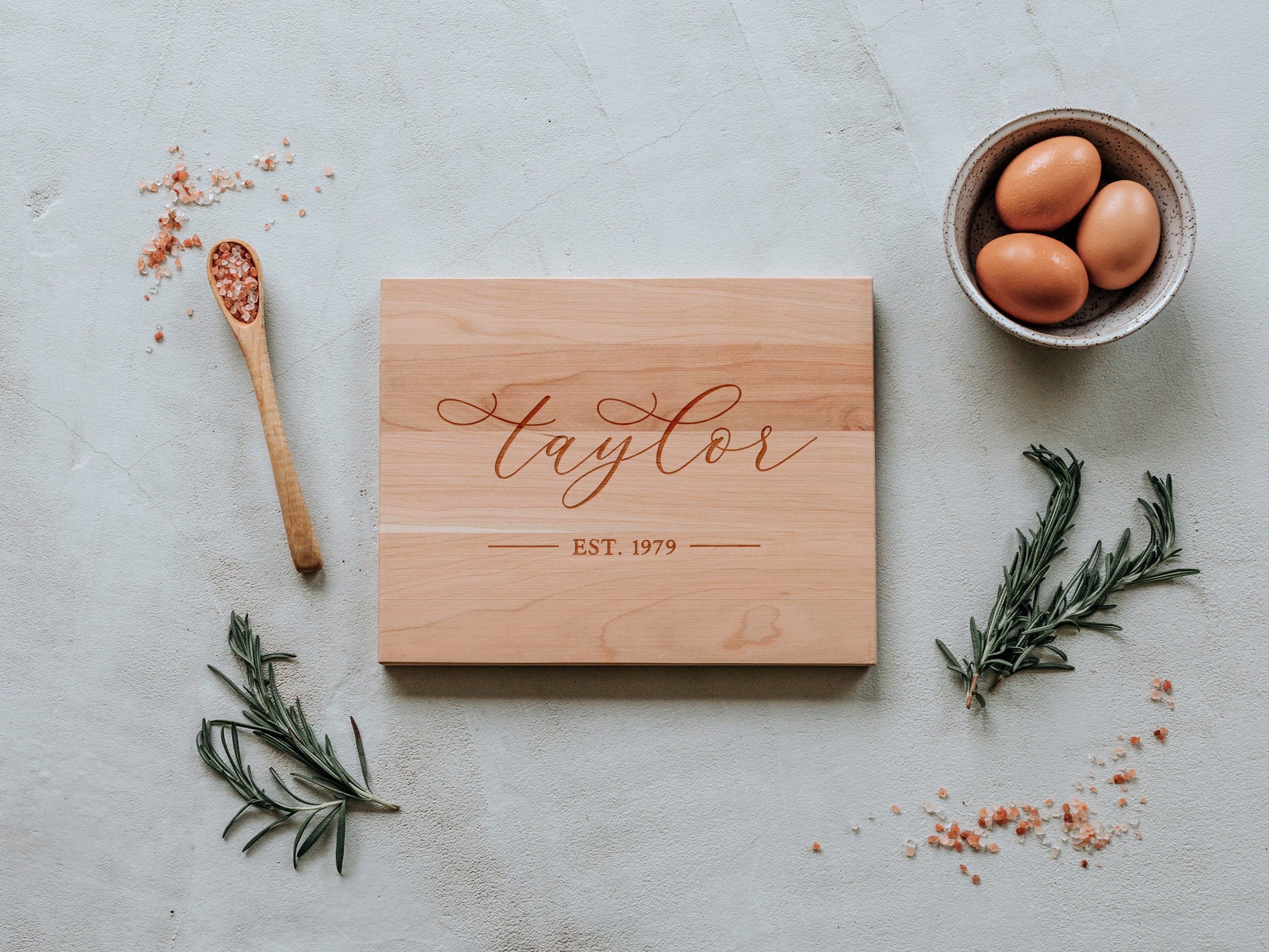 Modern Calligraphy Engraved Handmade Cutting Board