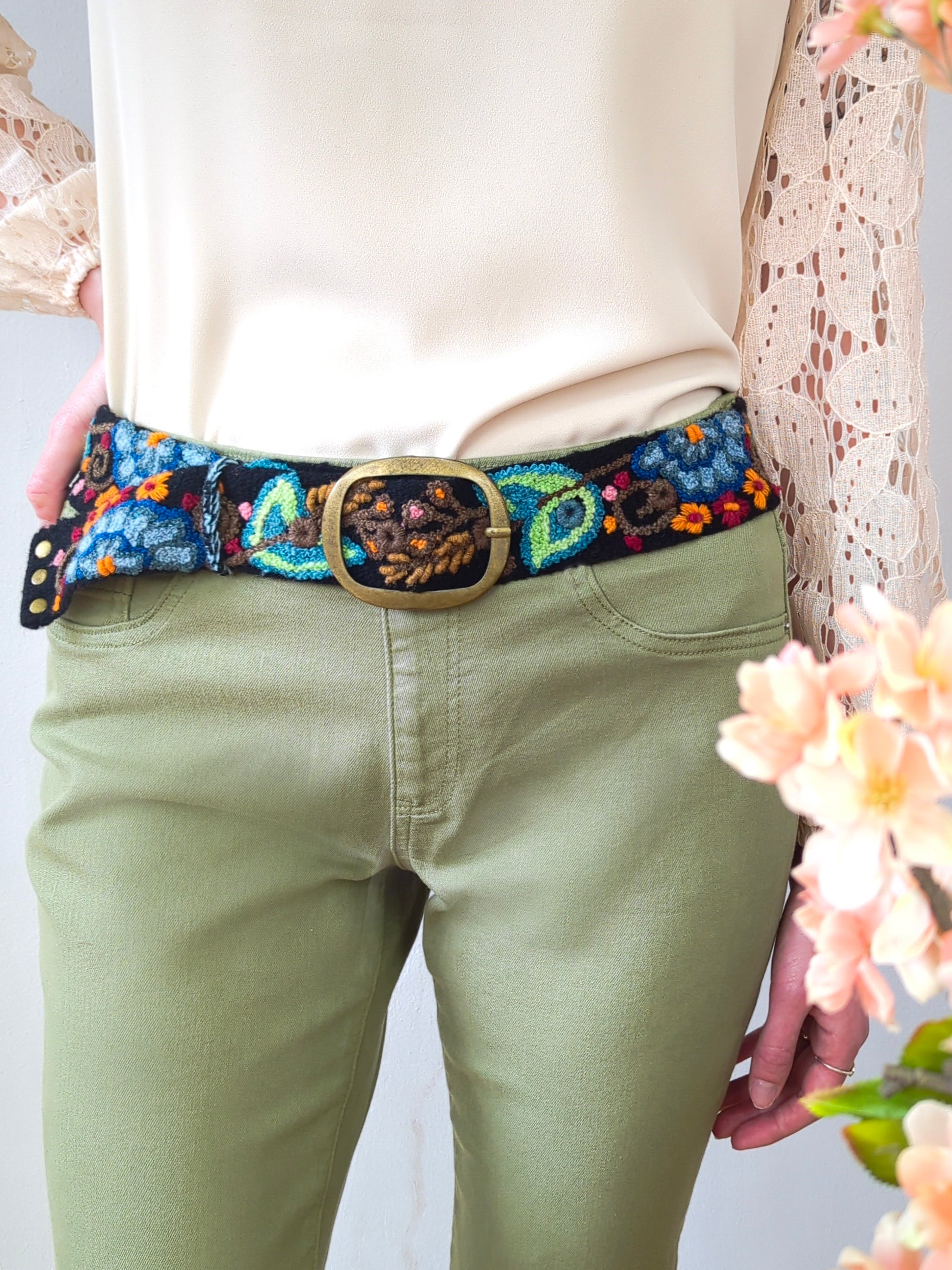 Catalina Embroidered Wide Belt