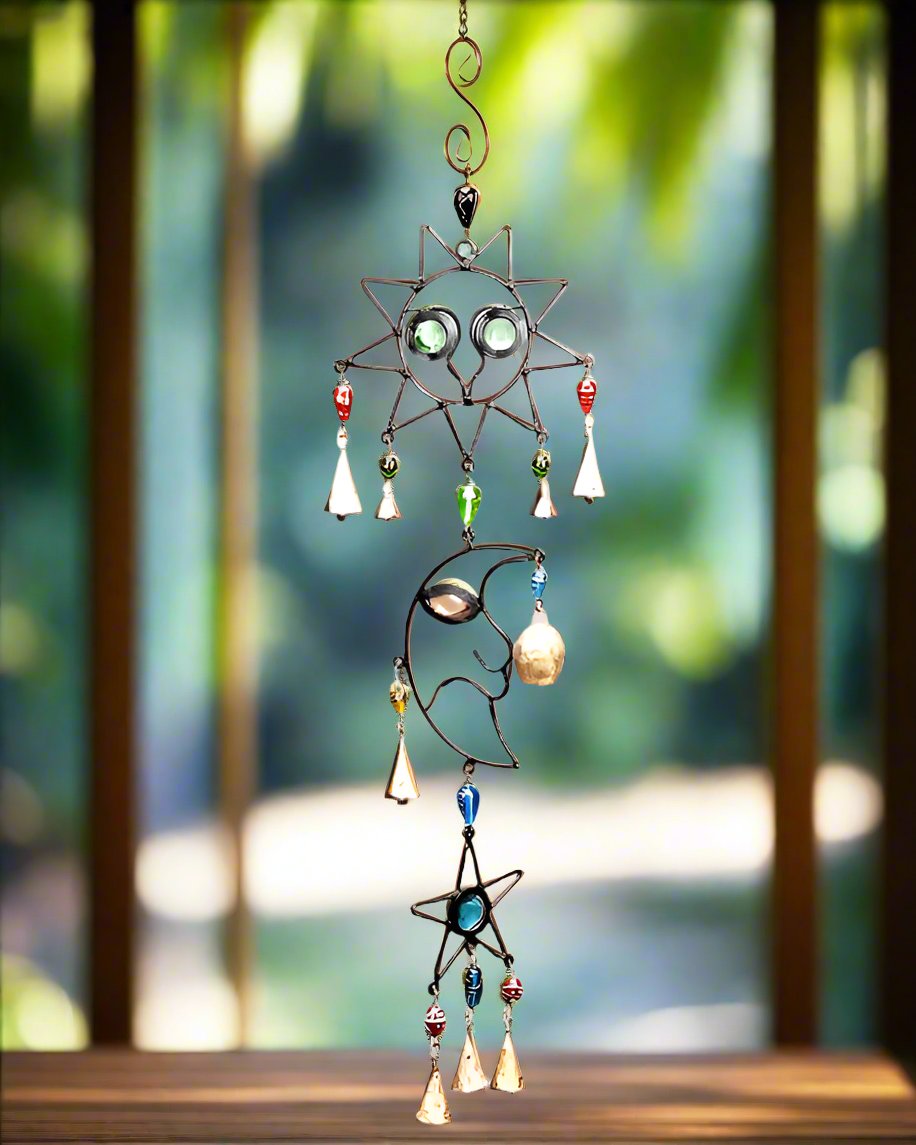 Celestial Sun and Moon Chime with  Beads by OMSutra