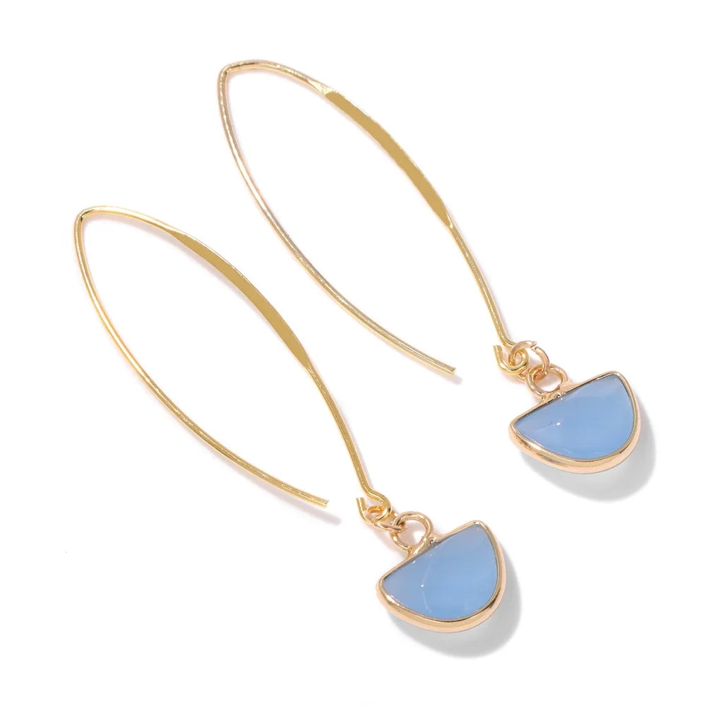 Crystal Faceted Teardrop Gold Earrings