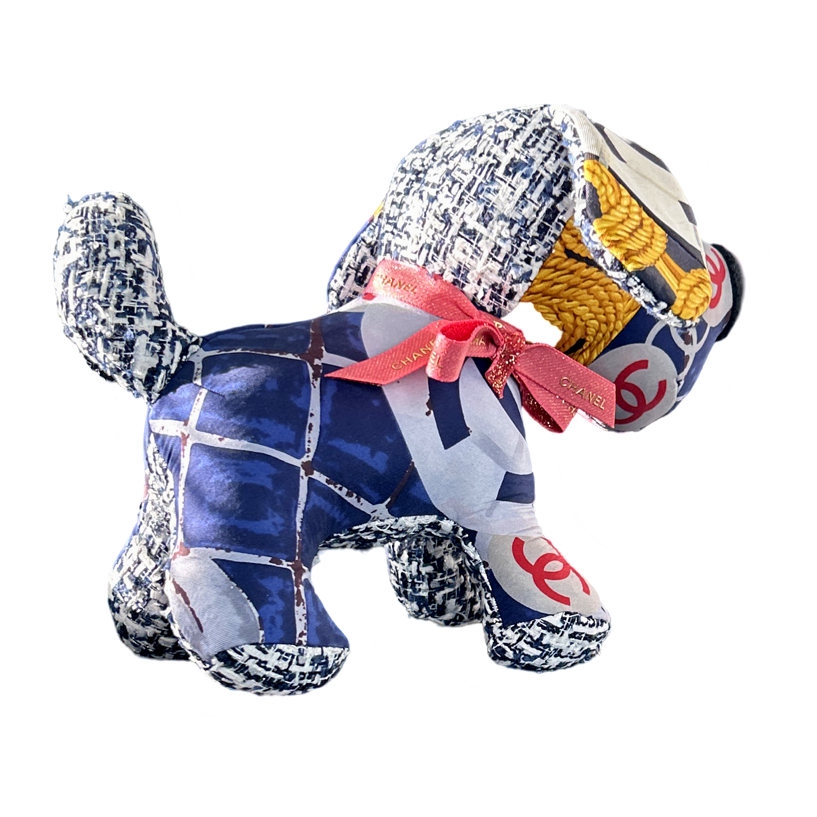 CC Monogram Vintage Silk Scarf Patchwork Puppy