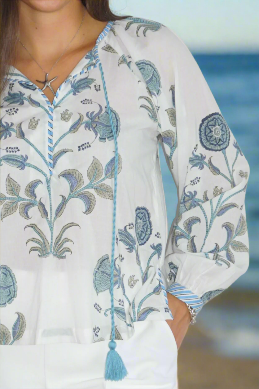 Chara Blouse in BLUE VINE