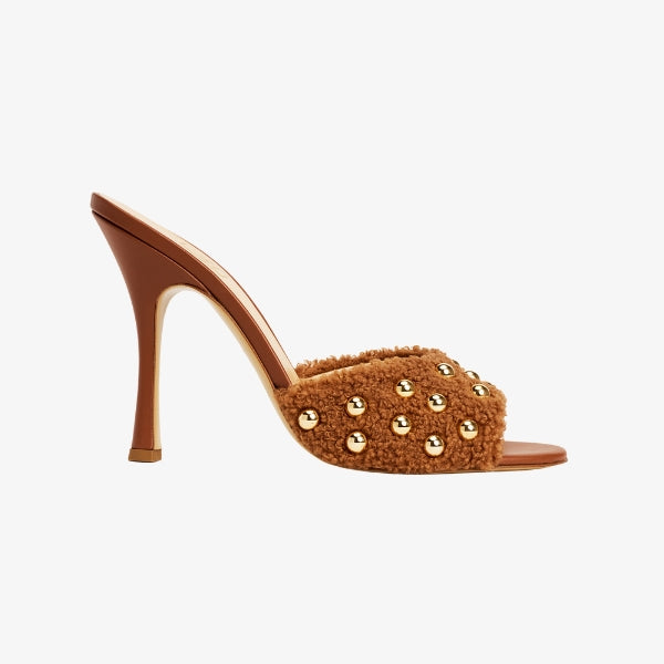 Chestnut Shearling Mule – Handmade Italian Sandal