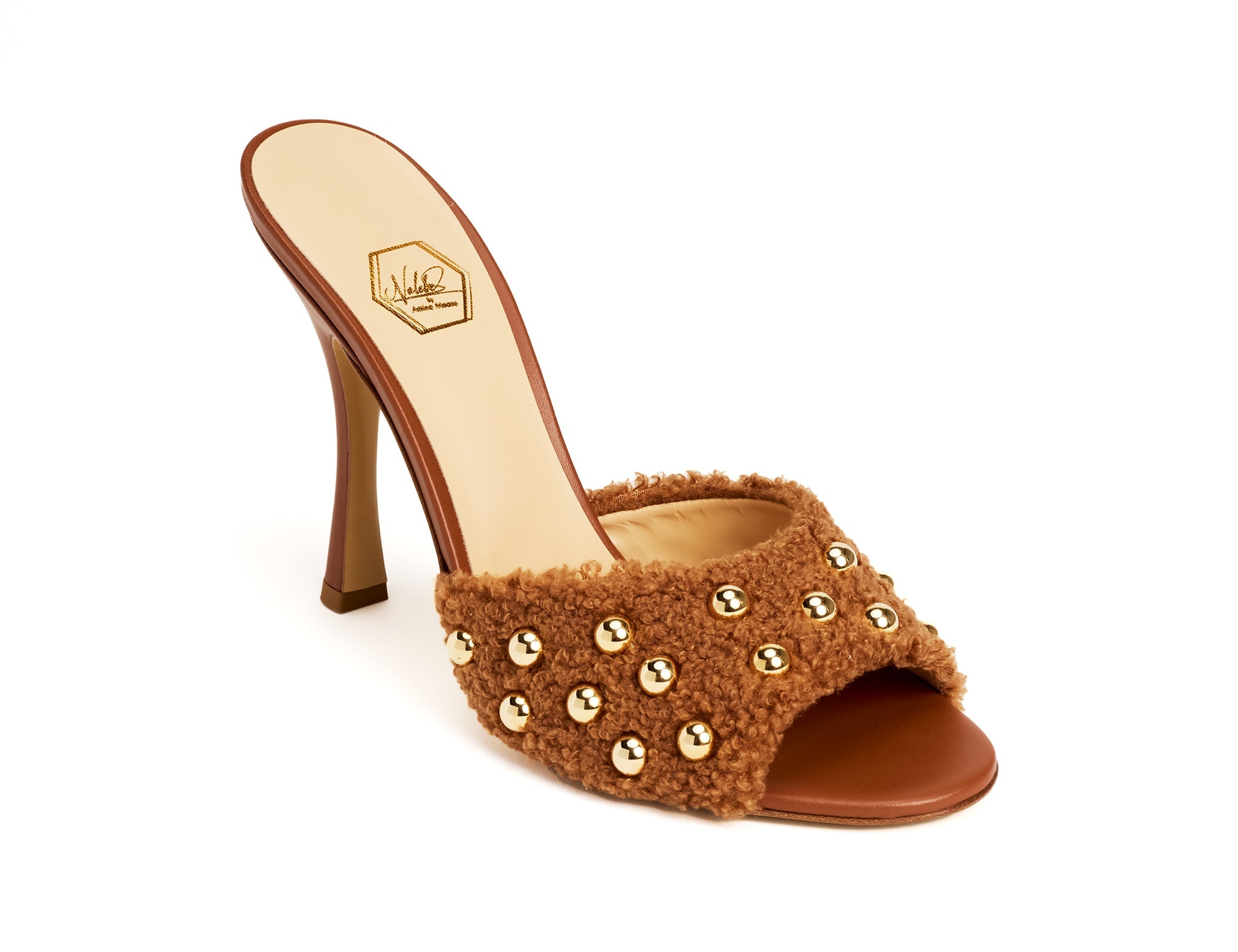 Chestnut Shearling Mule – Handmade Italian Sandal