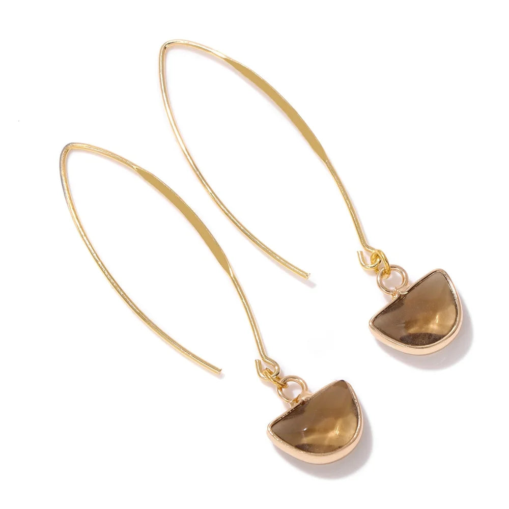 Crystal Faceted Teardrop Gold Earrings