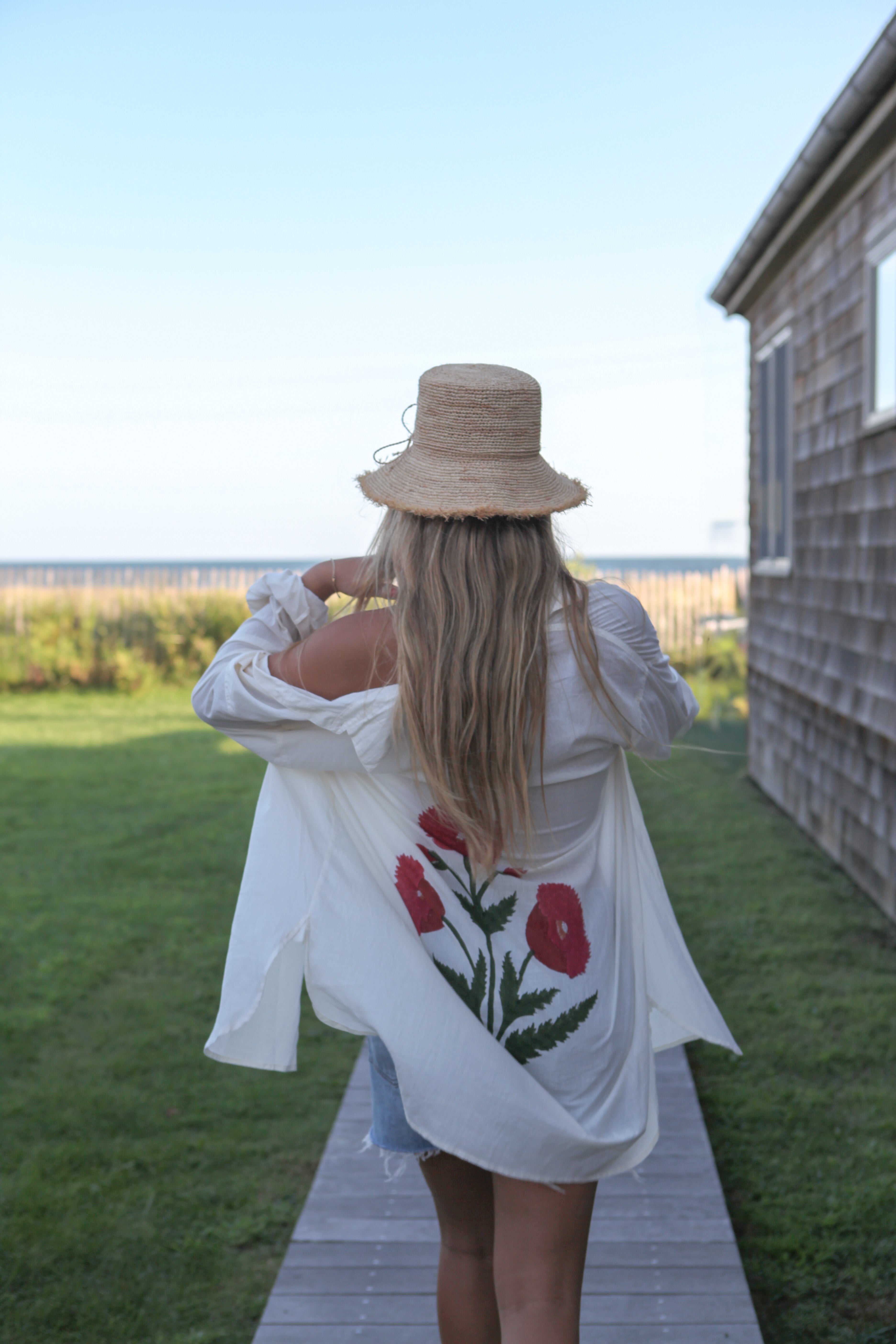 Clove Shirt Dress - Ecru/Red