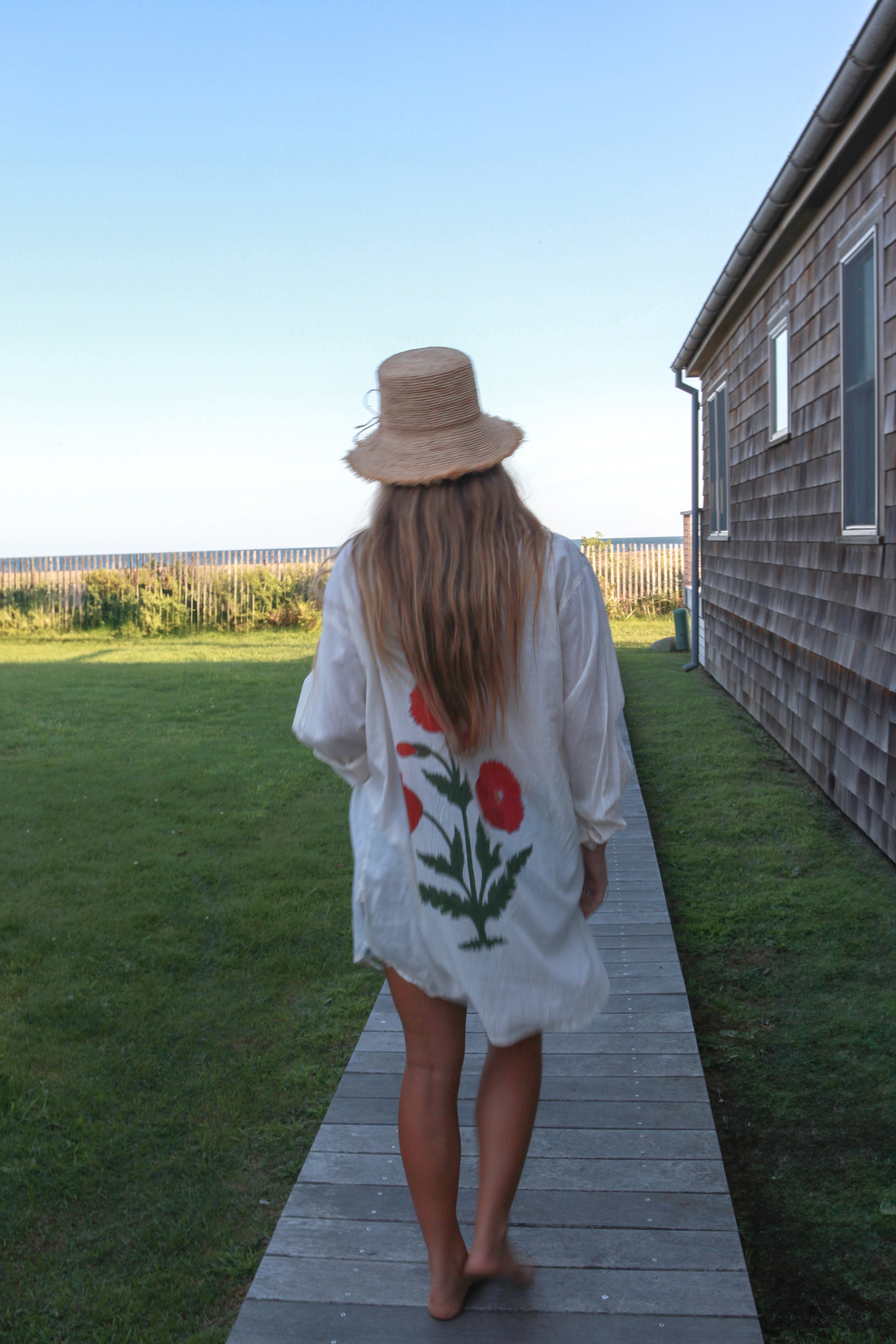 Clove Shirt Dress - Ecru/Red