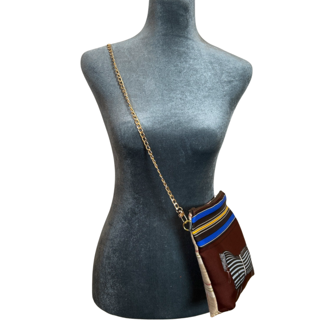 Couvertures et Tenues du Jour Brown Vintage Scarf Crossbody Bag