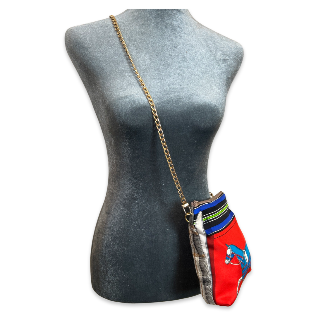 Couvertures et Tenues du Jour Red Vintage Scarf Crossbody Bag