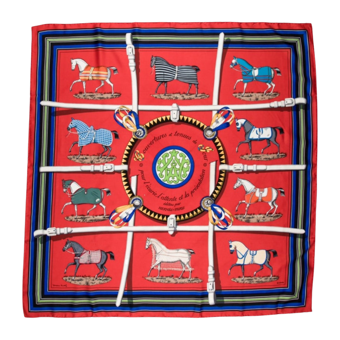 Couvertures et Tenues du Jour Red Vintage Silk Scarf All-Around Bag
