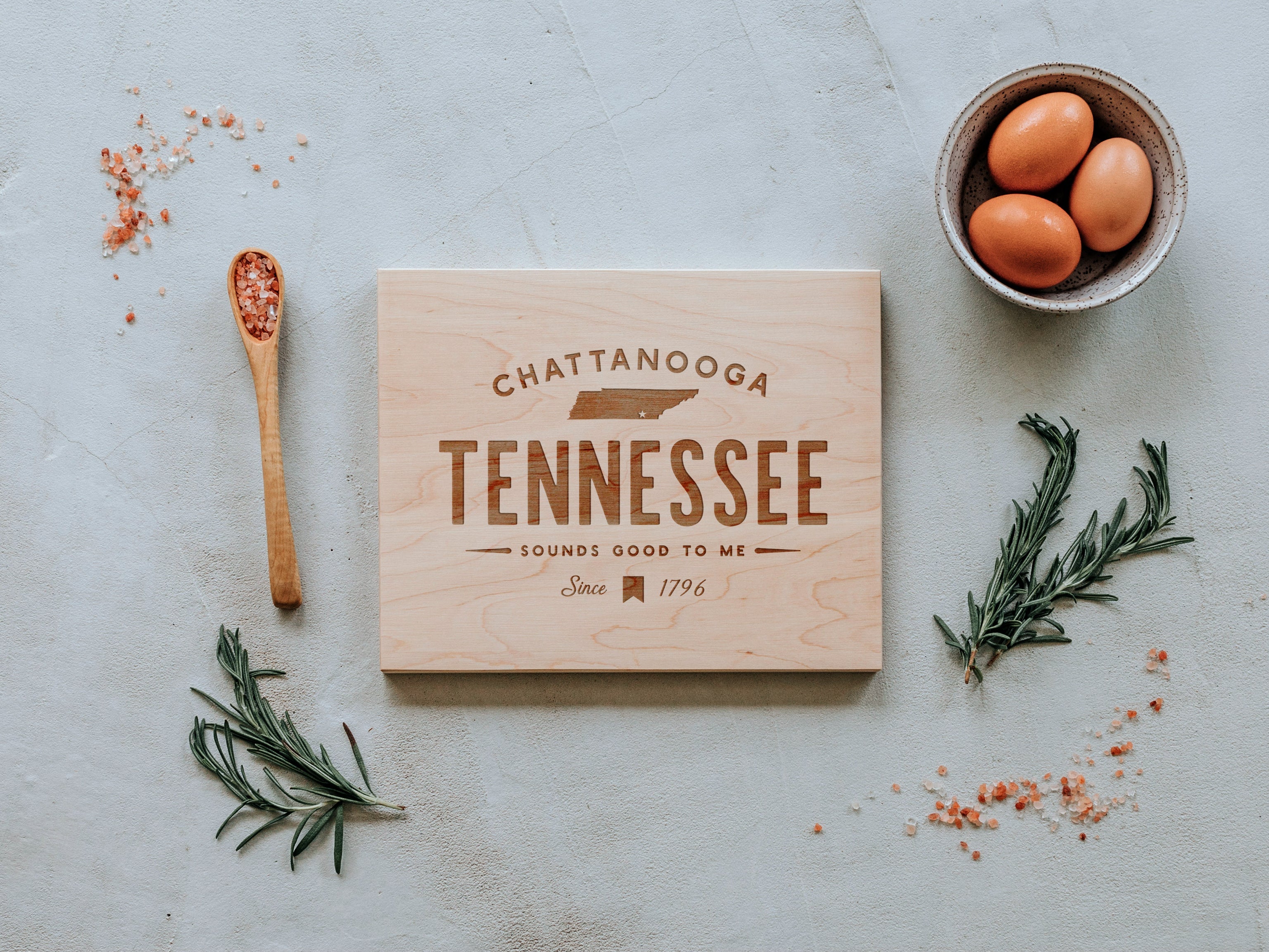 Custom City and State Modern Engraved Wooden Cutting Board