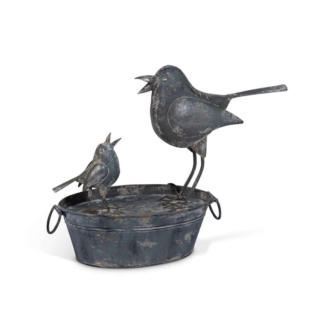 Vintage Galvanized Bird Fountain