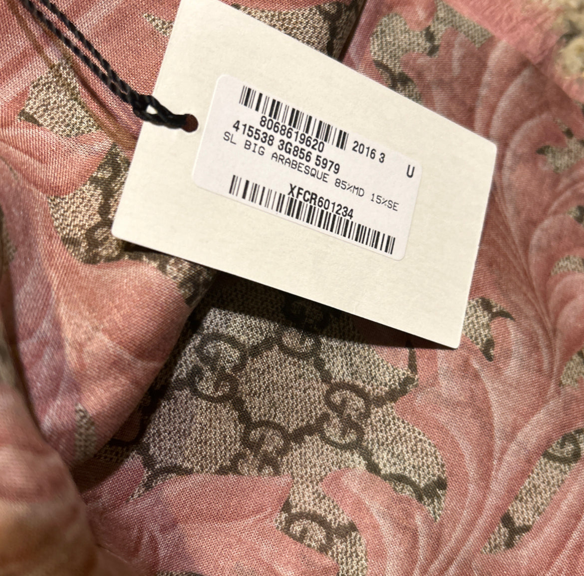 GG Logo Arabesque Pink Vintage Silk Scarf Crossbody Bag